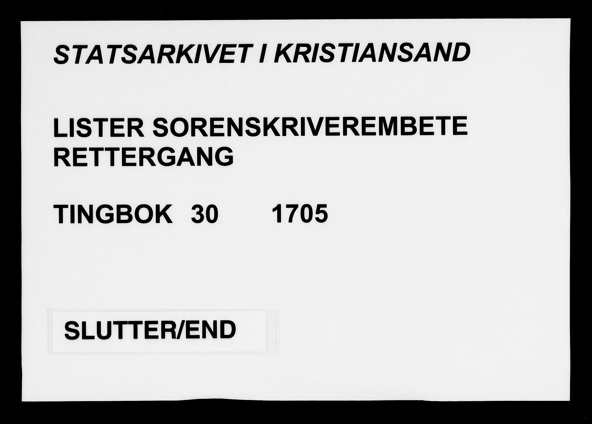 Lister sorenskriveri, AV/SAK-1221-0003/F/Fa/L0030: Tingbok nr 30, 1705