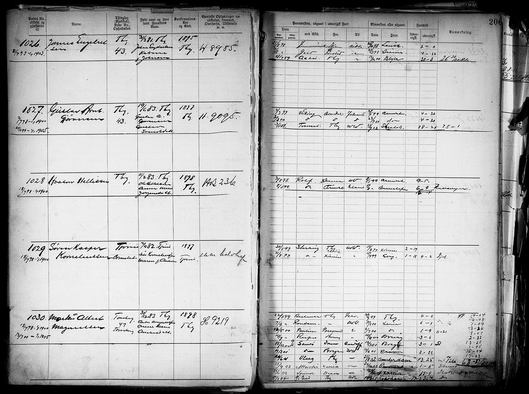 Tønsberg innrulleringskontor, AV/SAKO-A-786/F/Fb/L0004: Annotasjonsrulle Patent nr. 1-2400, 1892-1904, s. 171