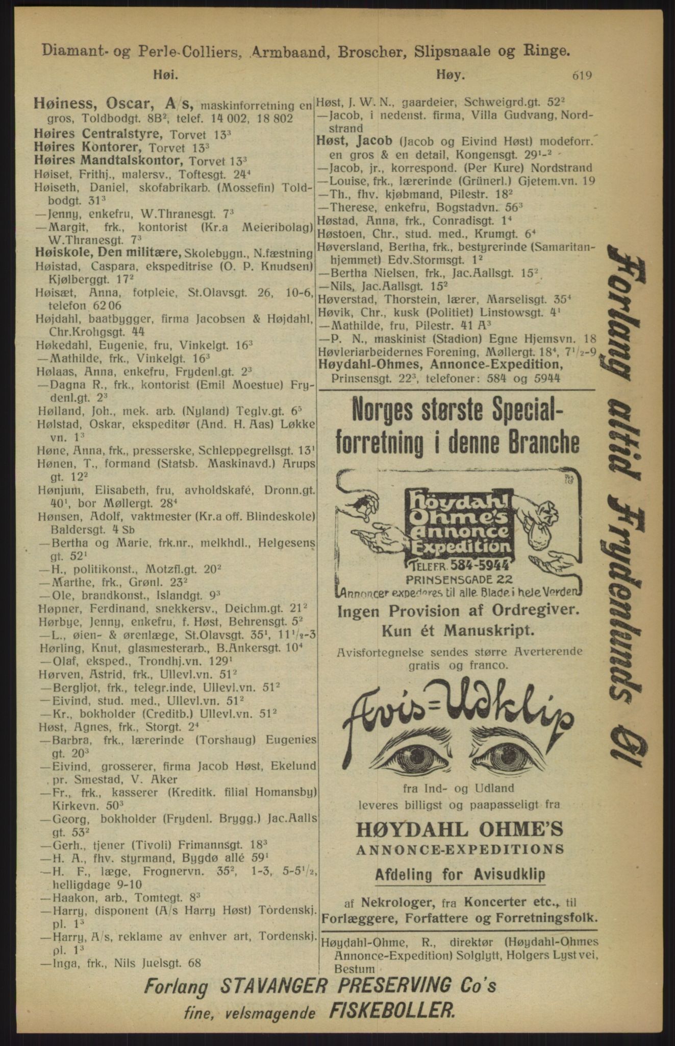 Kristiania/Oslo adressebok, PUBL/-, 1915, s. 619