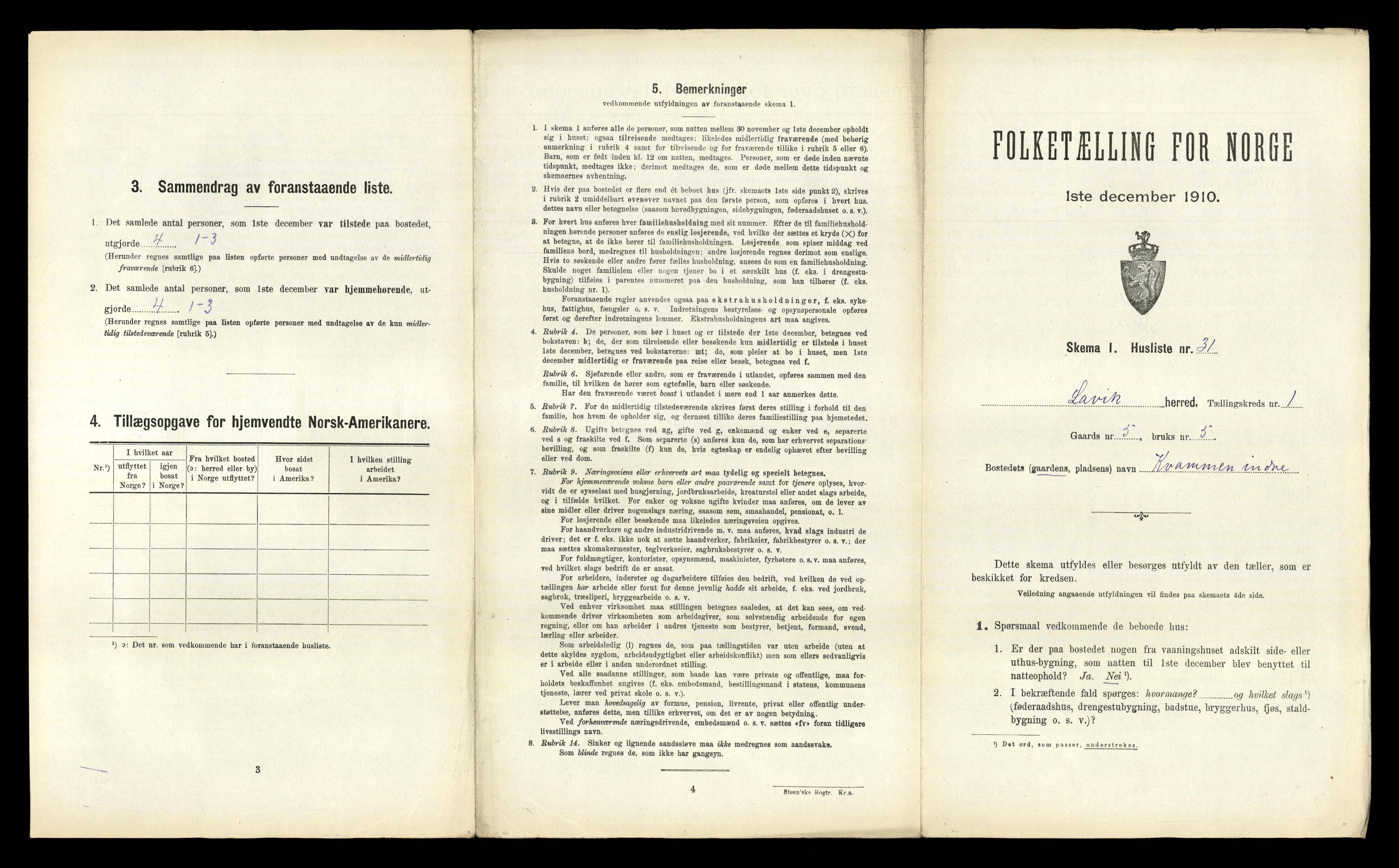 RA, Folketelling 1910 for 1415 Lavik herred, 1910, s. 95