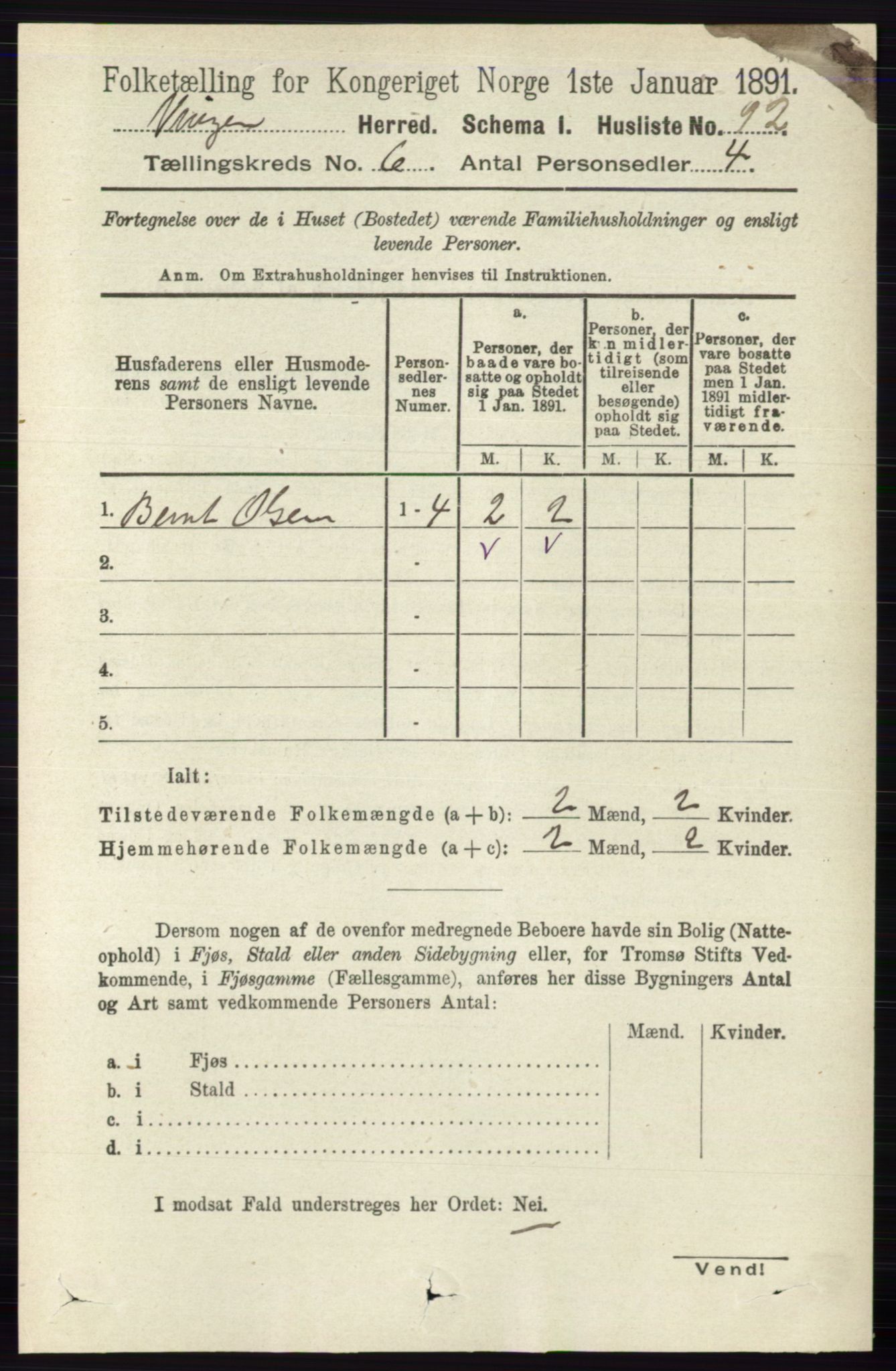 RA, Folketelling 1891 for 0421 Vinger herred, 1891, s. 2605