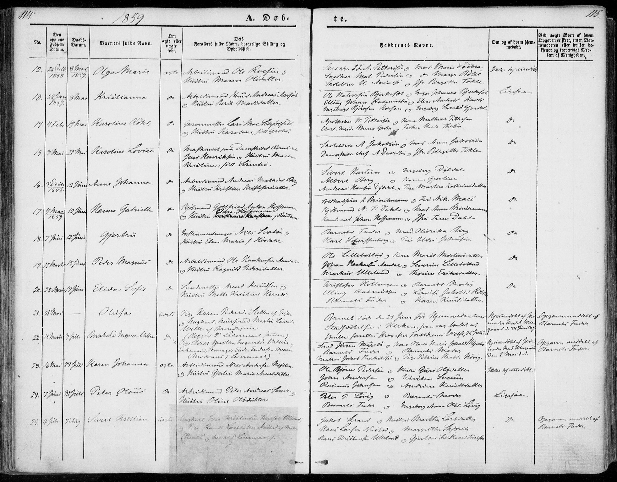 Ministerialprotokoller, klokkerbøker og fødselsregistre - Møre og Romsdal, SAT/A-1454/558/L0689: Ministerialbok nr. 558A03, 1843-1872, s. 114-115