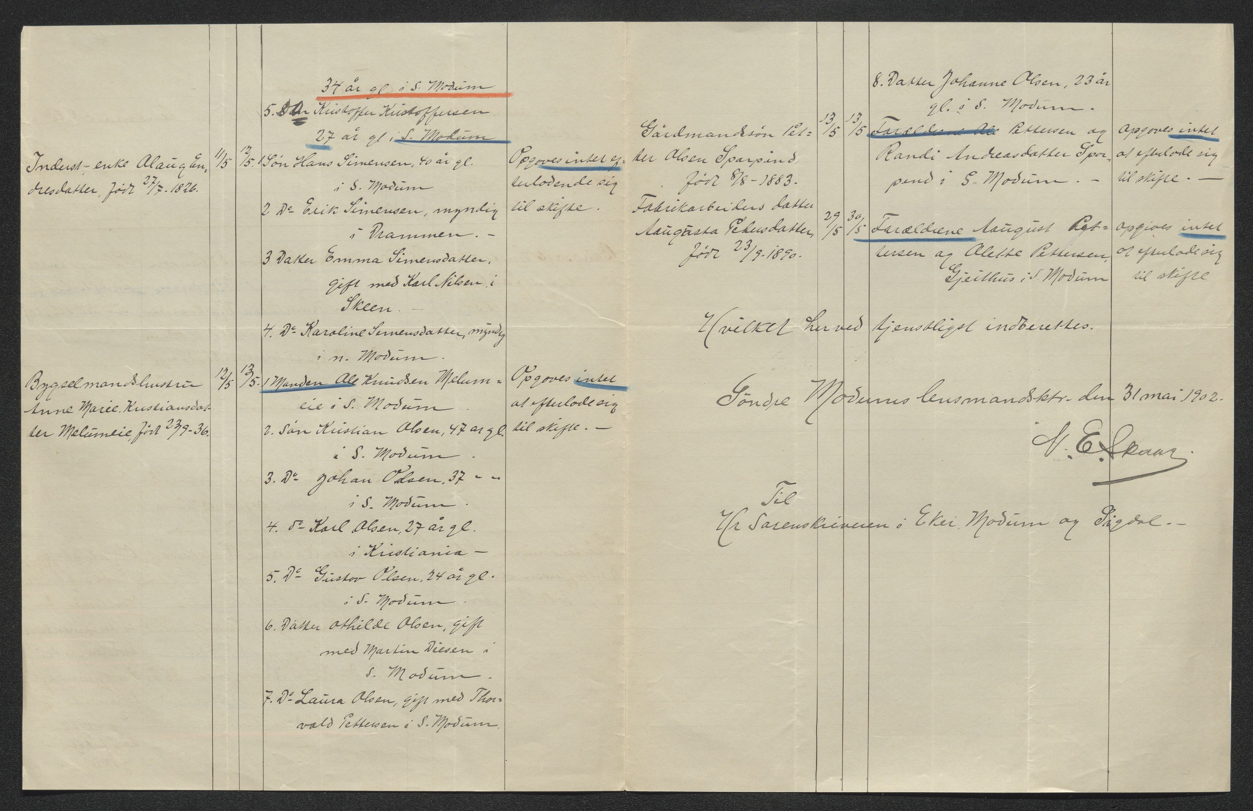 Eiker, Modum og Sigdal sorenskriveri, AV/SAKO-A-123/H/Ha/Hab/L0029: Dødsfallsmeldinger, 1902, s. 200