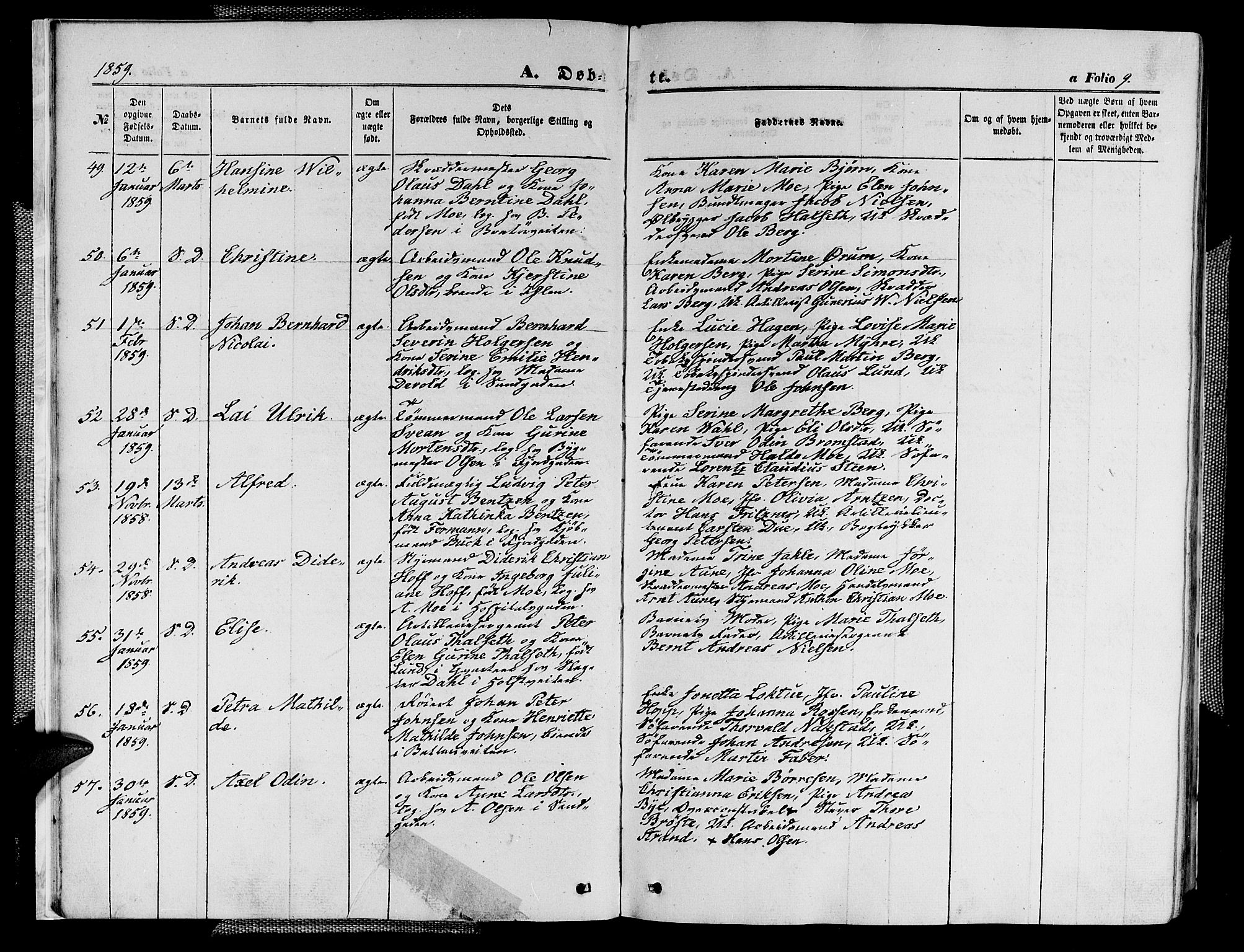 Ministerialprotokoller, klokkerbøker og fødselsregistre - Sør-Trøndelag, SAT/A-1456/602/L0139: Klokkerbok nr. 602C07, 1859-1864, s. 9
