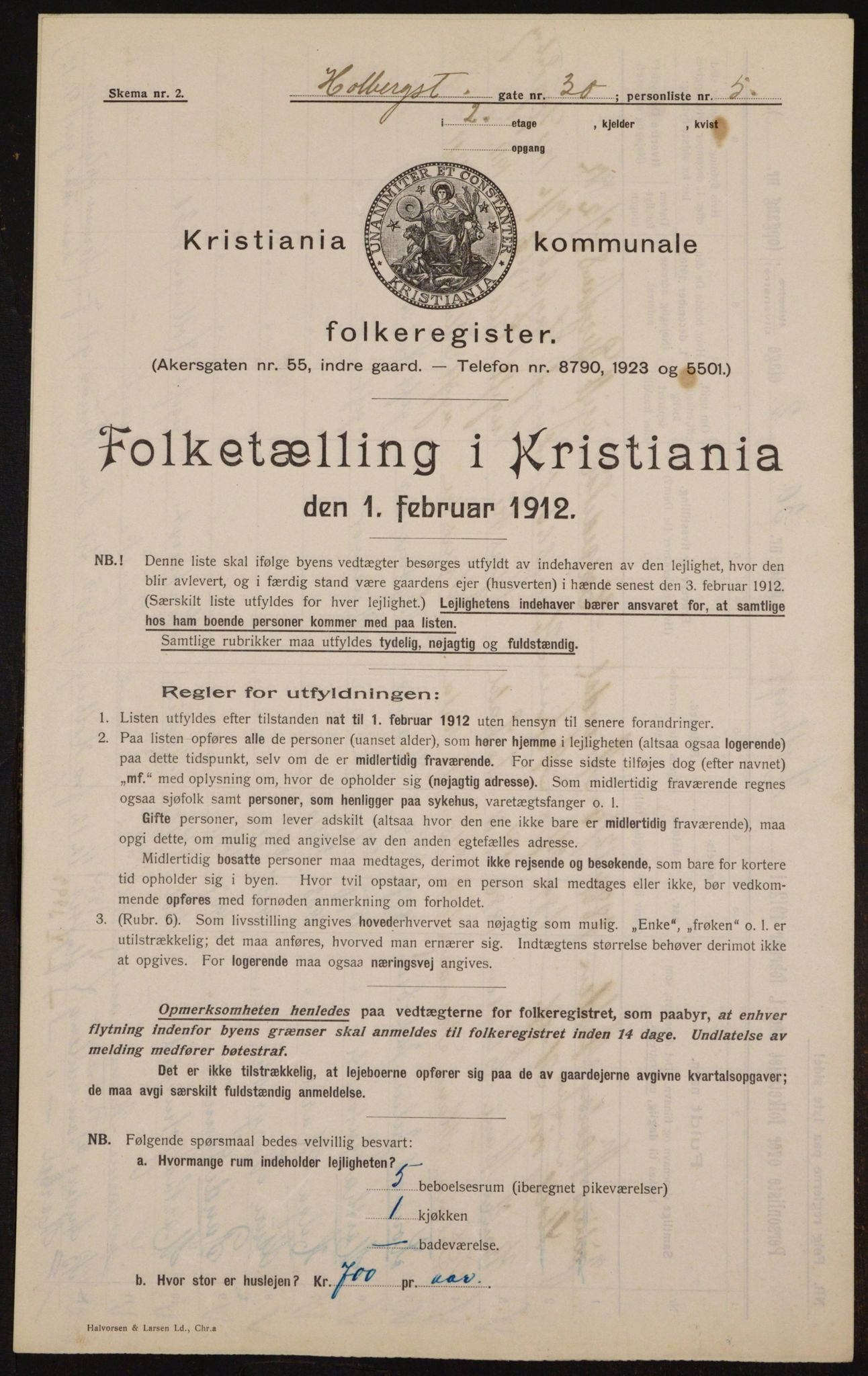 OBA, Kommunal folketelling 1.2.1912 for Kristiania, 1912, s. 40914