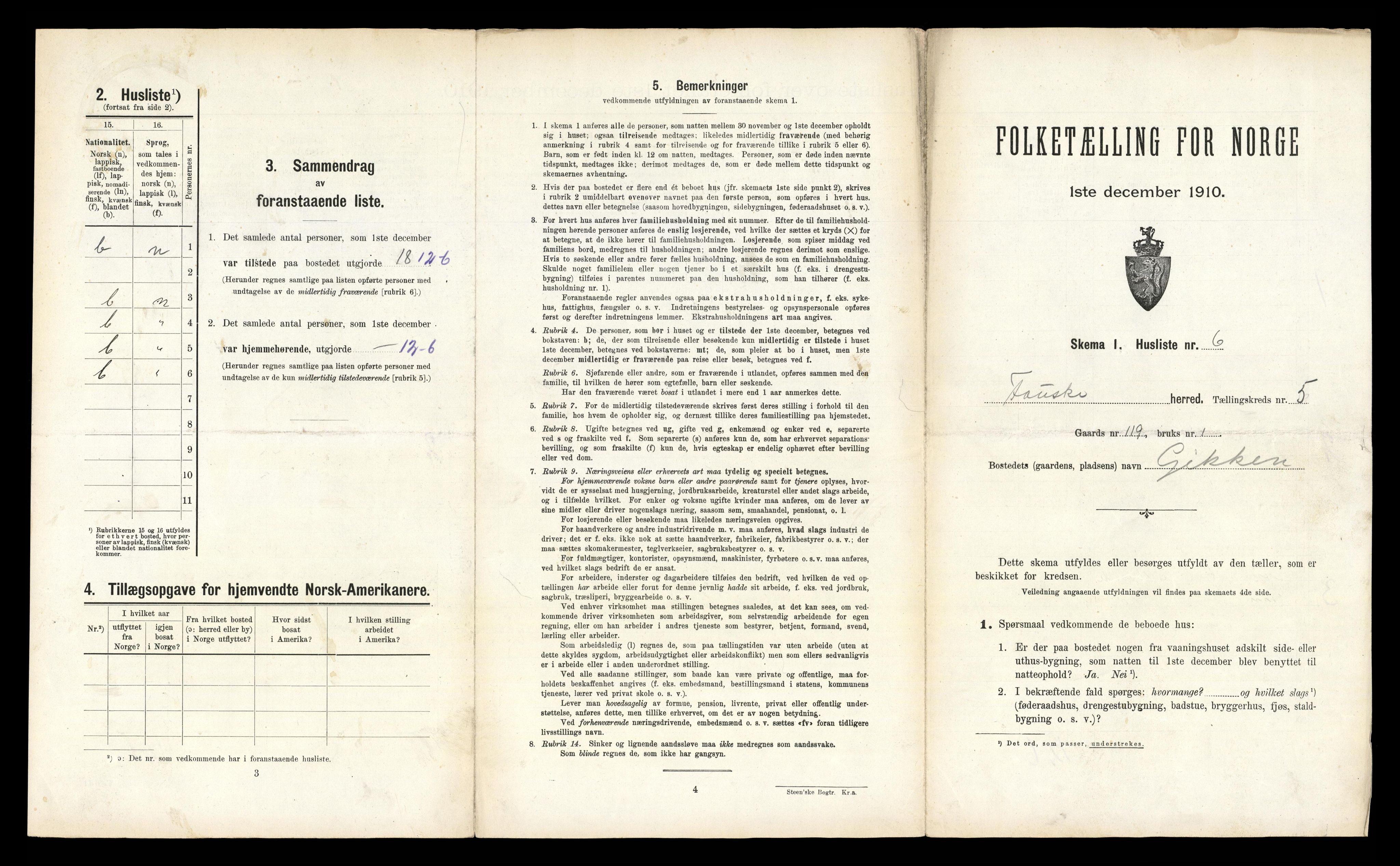 RA, Folketelling 1910 for 1841 Fauske herred, 1910, s. 298
