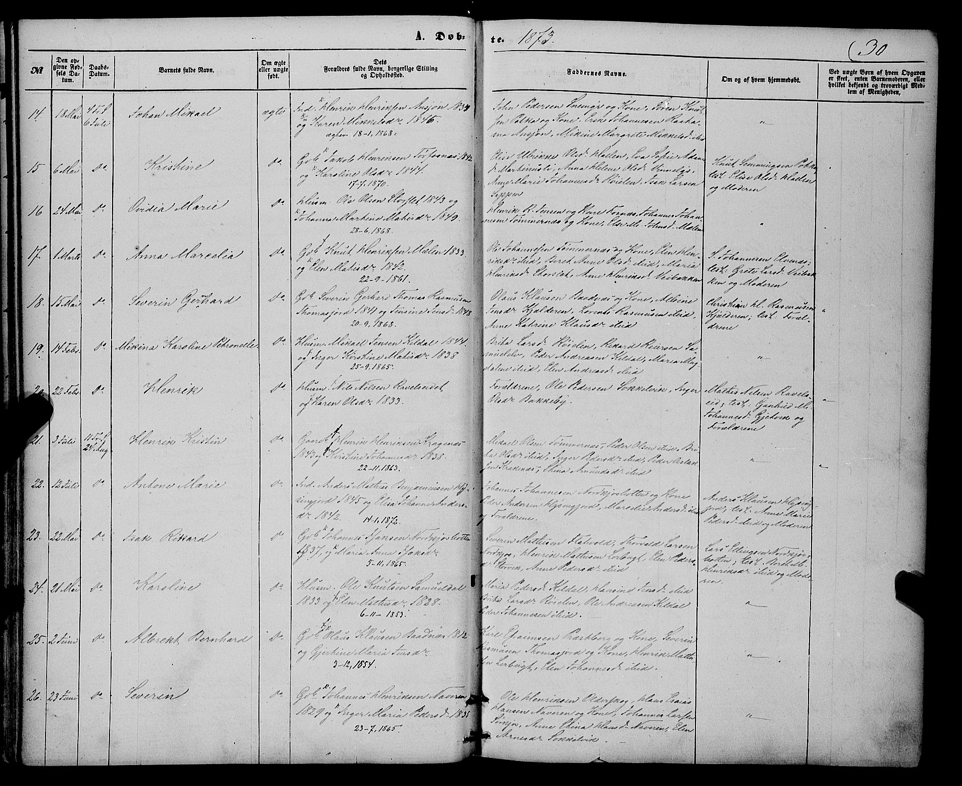 Skjervøy sokneprestkontor, AV/SATØ-S-1300/H/Ha/Haa/L0013kirke: Ministerialbok nr. 13, 1863-1877, s. 30