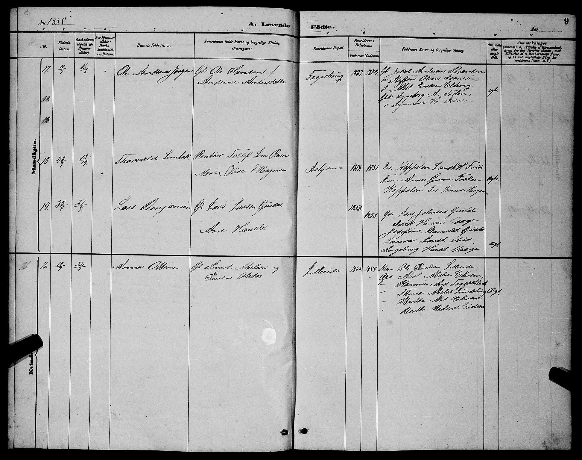 Ministerialprotokoller, klokkerbøker og fødselsregistre - Møre og Romsdal, AV/SAT-A-1454/501/L0017: Klokkerbok nr. 501C03, 1885-1901, s. 9