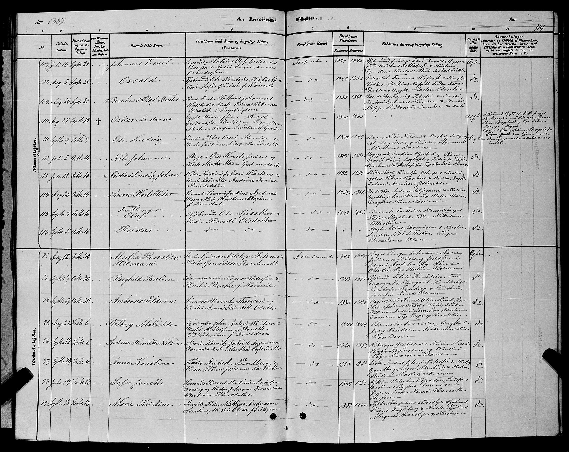 Ministerialprotokoller, klokkerbøker og fødselsregistre - Møre og Romsdal, AV/SAT-A-1454/529/L0466: Klokkerbok nr. 529C03, 1878-1888, s. 114