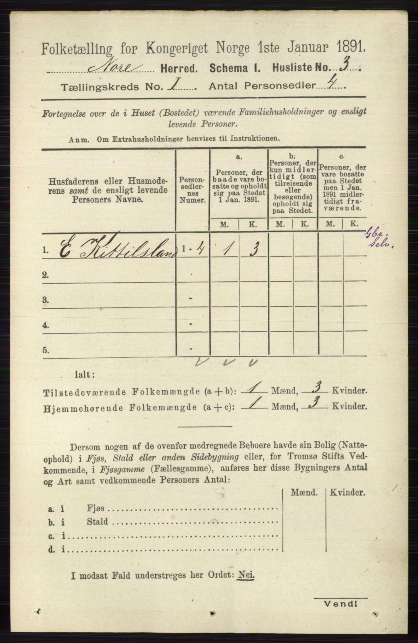 RA, Folketelling 1891 for 0633 Nore herred, 1891, s. 35