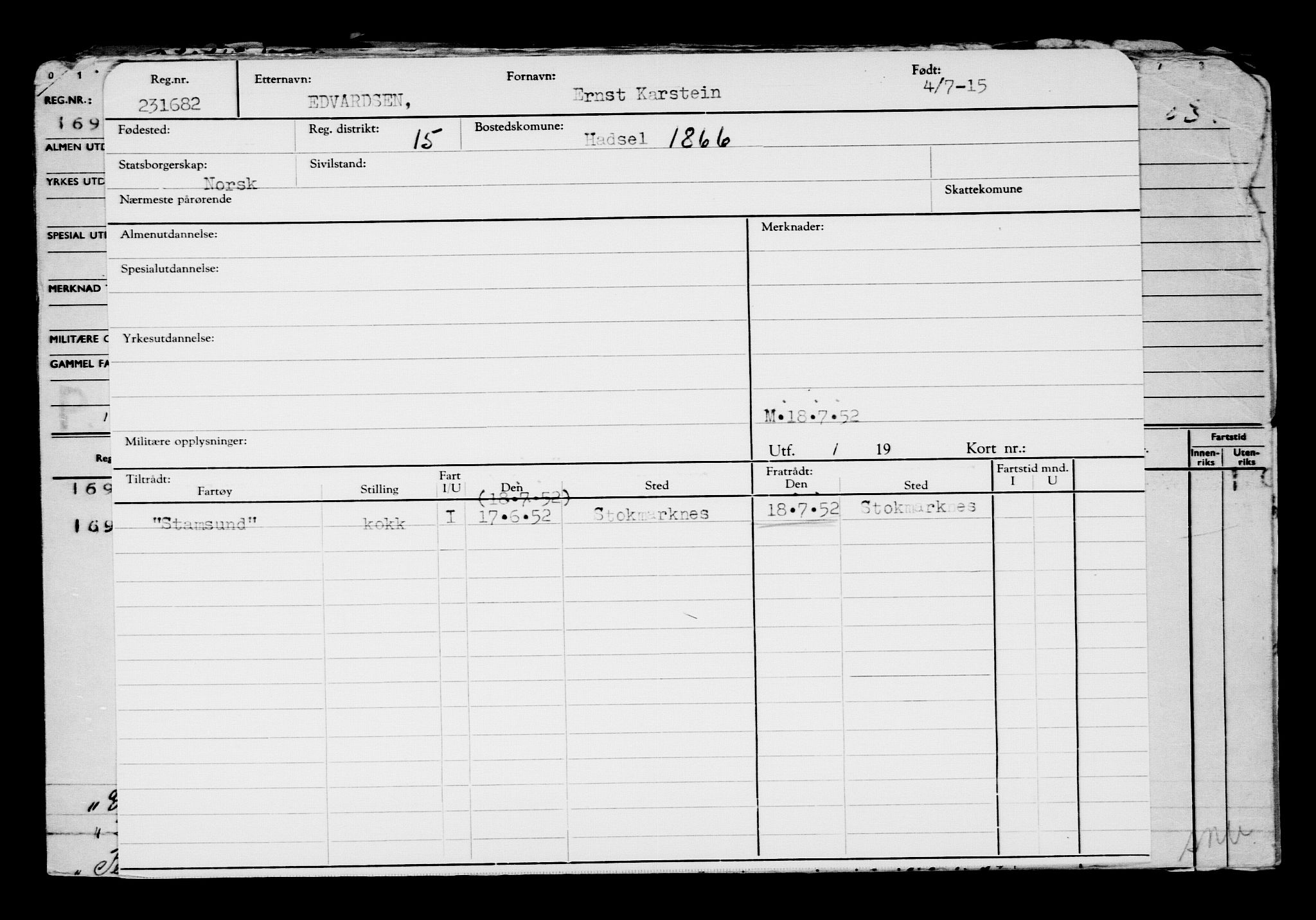 Direktoratet for sjømenn, AV/RA-S-3545/G/Gb/L0131: Hovedkort, 1915, s. 67