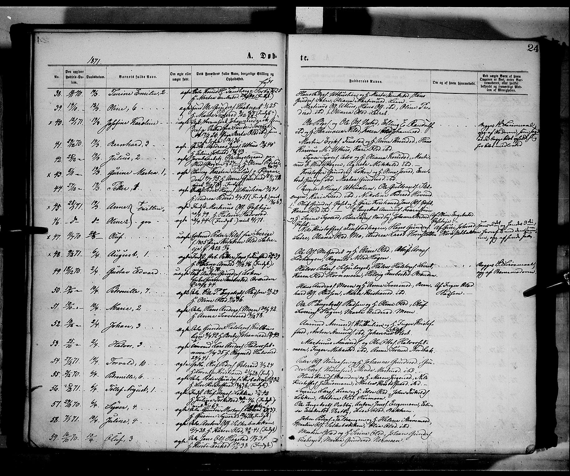 Elverum prestekontor, AV/SAH-PREST-044/H/Ha/Haa/L0011: Ministerialbok nr. 11, 1869-1879, s. 24