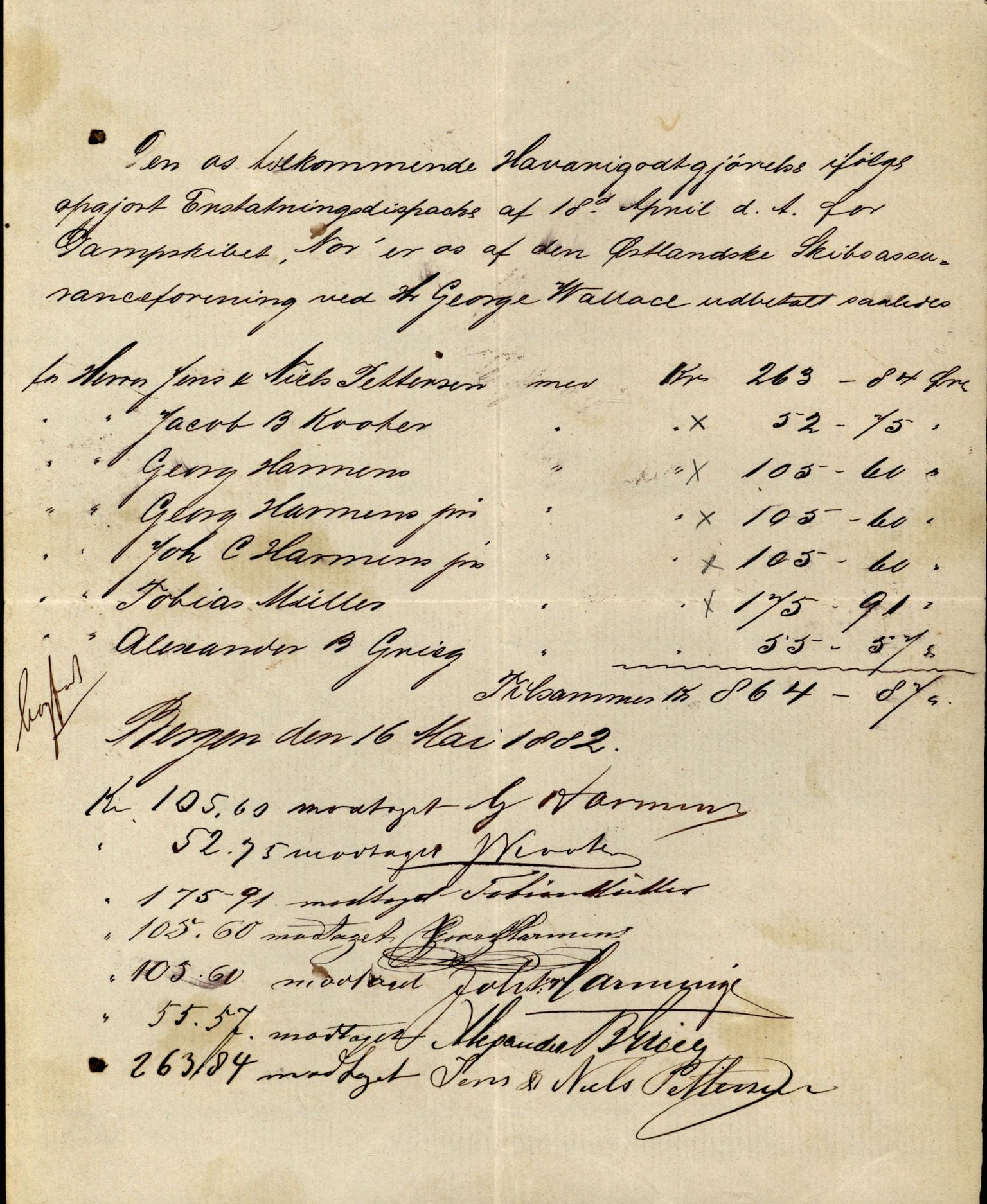 Pa 63 - Østlandske skibsassuranceforening, VEMU/A-1079/G/Ga/L0015/0007: Havaridokumenter / Jil, B.M. Width, Luca, Flora, Drammen, 1882, s. 63