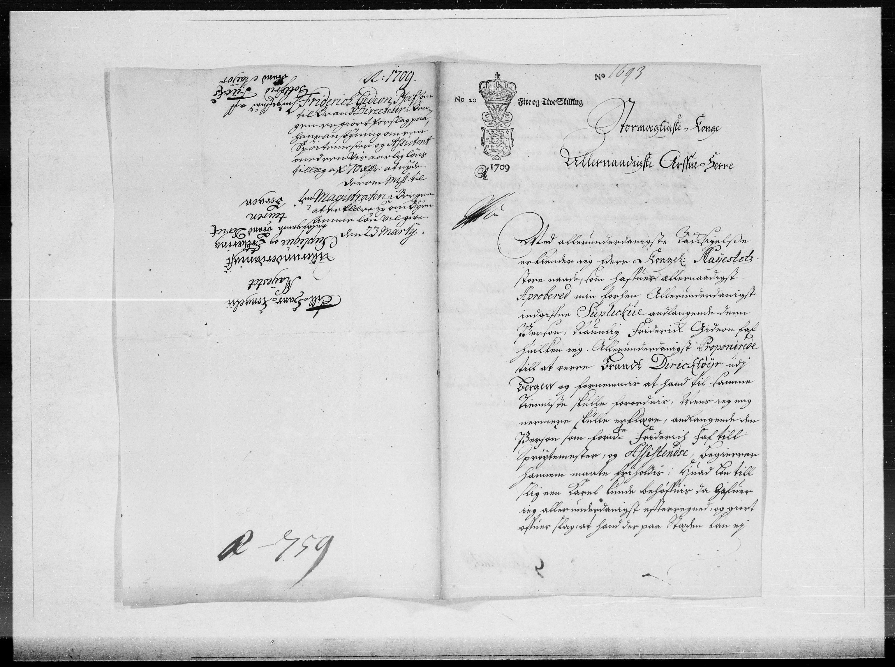 Danske Kanselli 1572-1799, AV/RA-EA-3023/F/Fc/Fcc/Fcca/L0067: Norske innlegg 1572-1799, 1709, s. 128
