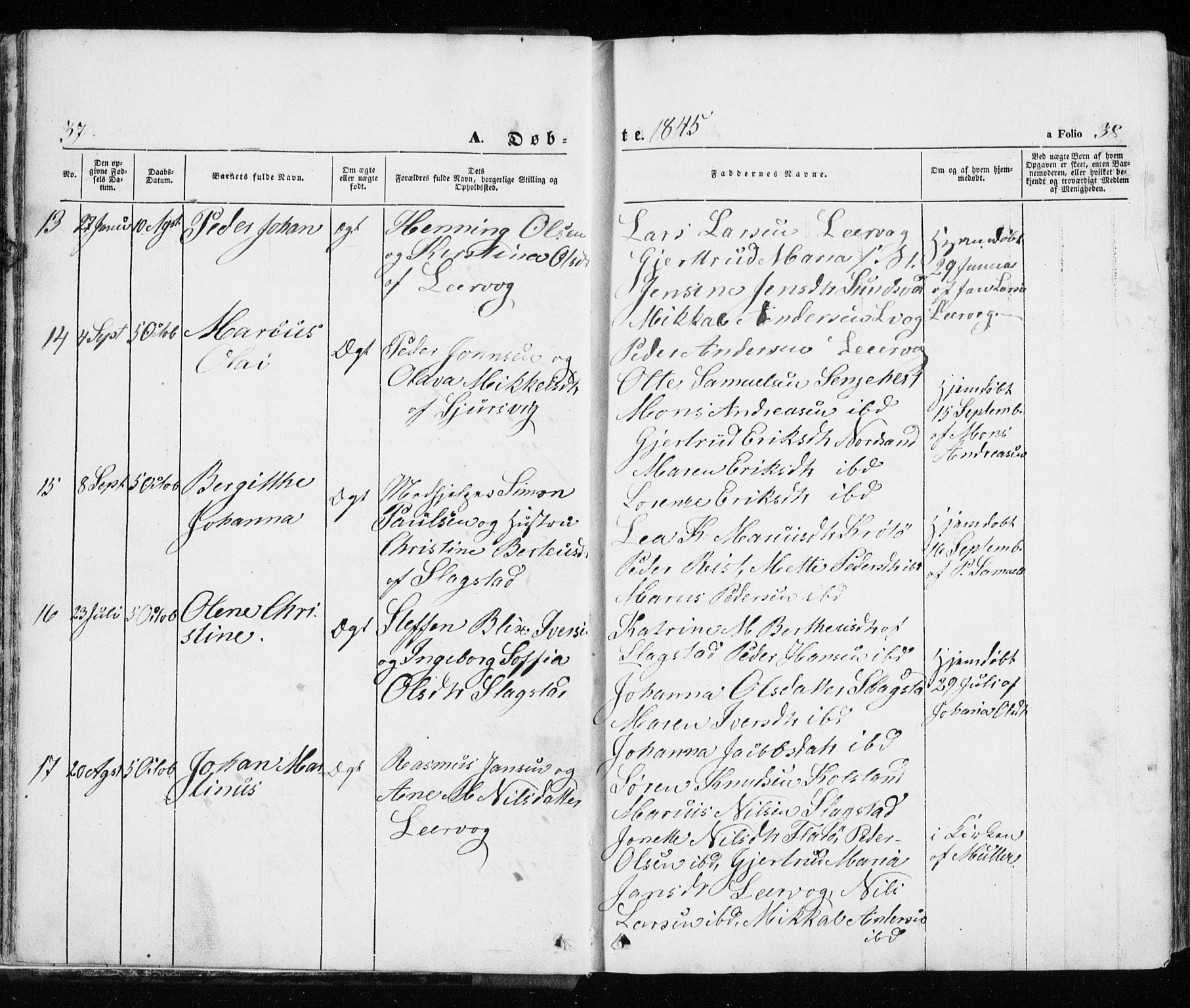 Trondenes sokneprestkontor, AV/SATØ-S-1319/H/Ha/L0010kirke: Ministerialbok nr. 10, 1840-1865, s. 37-38