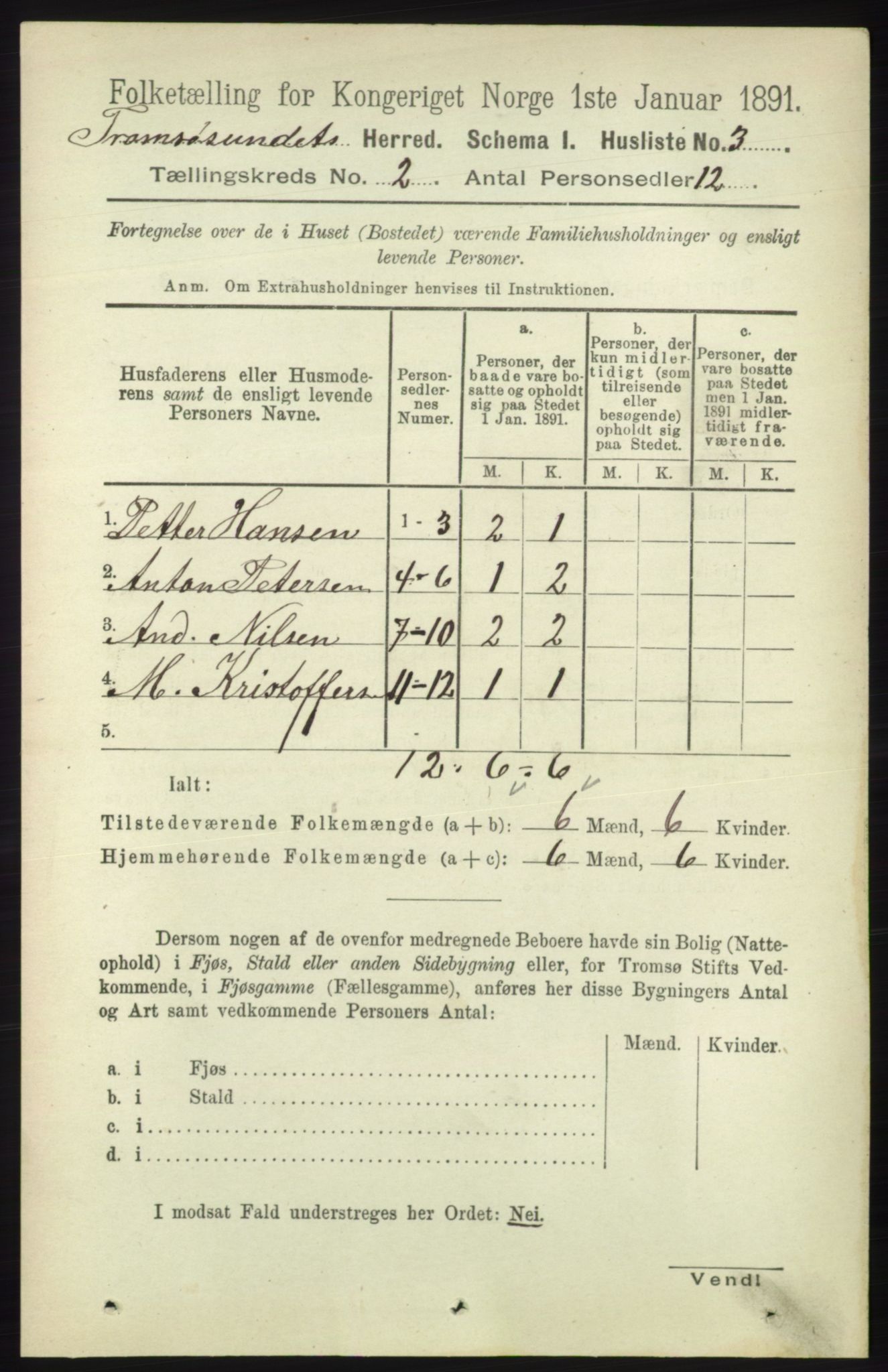 RA, Folketelling 1891 for 1934 Tromsøysund herred, 1891, s. 515