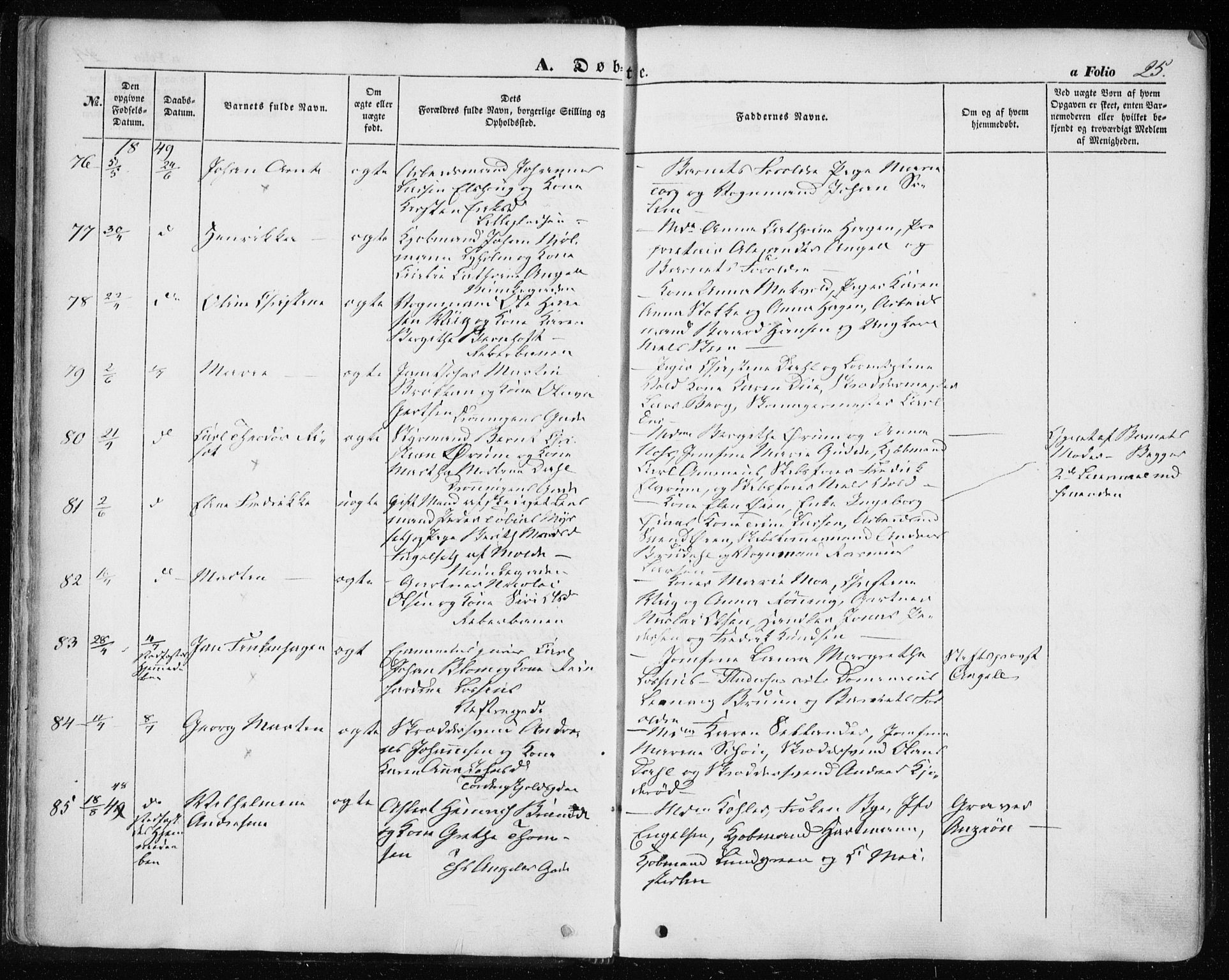 Ministerialprotokoller, klokkerbøker og fødselsregistre - Sør-Trøndelag, SAT/A-1456/601/L0051: Ministerialbok nr. 601A19, 1848-1857, s. 25