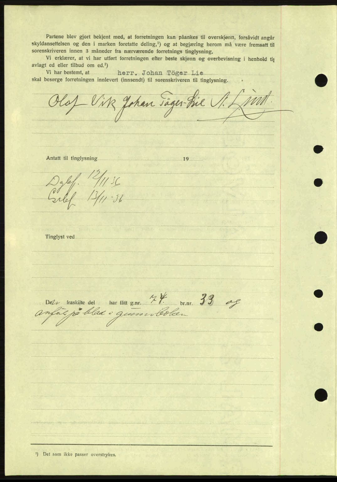 Idd og Marker sorenskriveri, AV/SAO-A-10283/G/Gb/Gbb/L0001: Pantebok nr. A1, 1936-1937, Dagboknr: 1097/1936