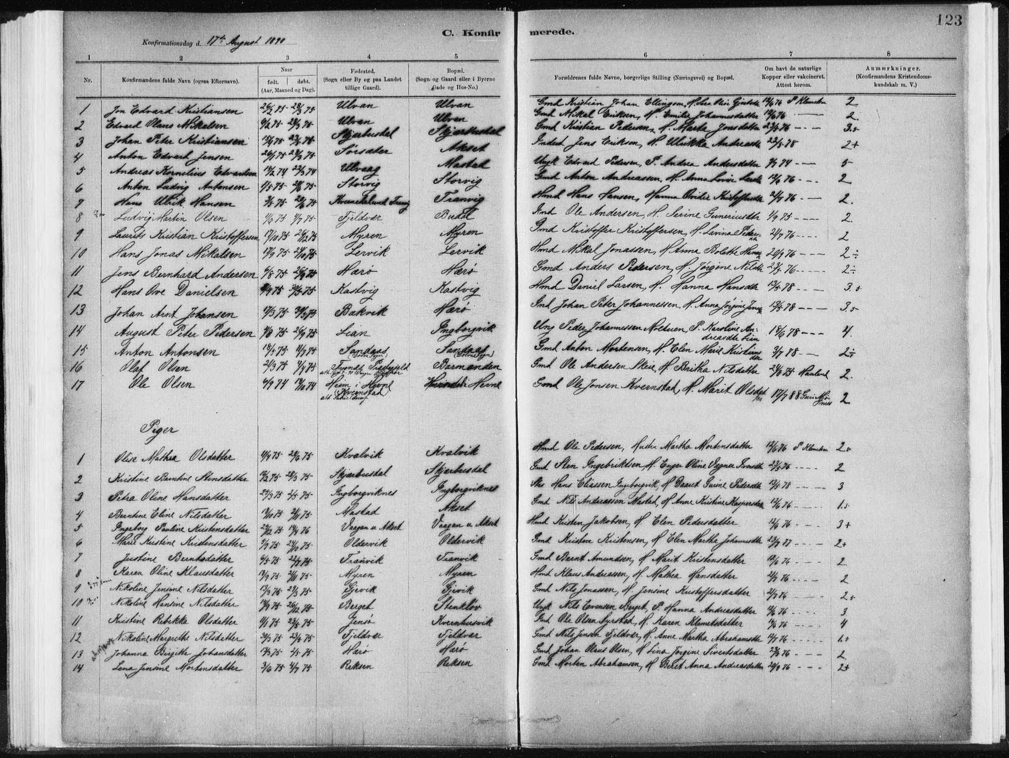Ministerialprotokoller, klokkerbøker og fødselsregistre - Sør-Trøndelag, AV/SAT-A-1456/637/L0558: Ministerialbok nr. 637A01, 1882-1899, s. 123