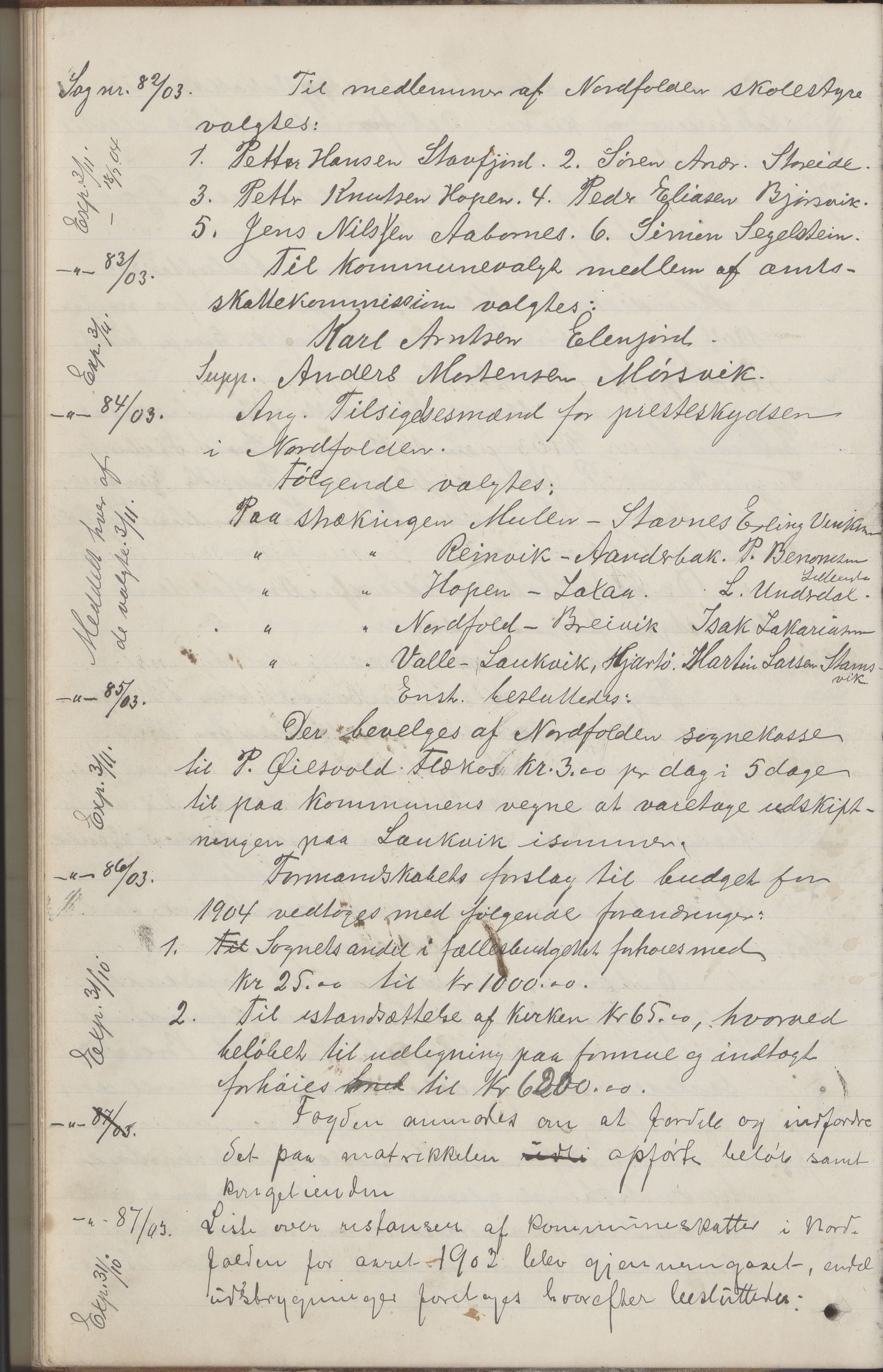 Kjerringøy kommune. Formannskapet, AIN/K-18441.150/A/Aa/L0002: Forhandlingsprotokoll Norfolden- Kjerringø formanskap, 1900-1911