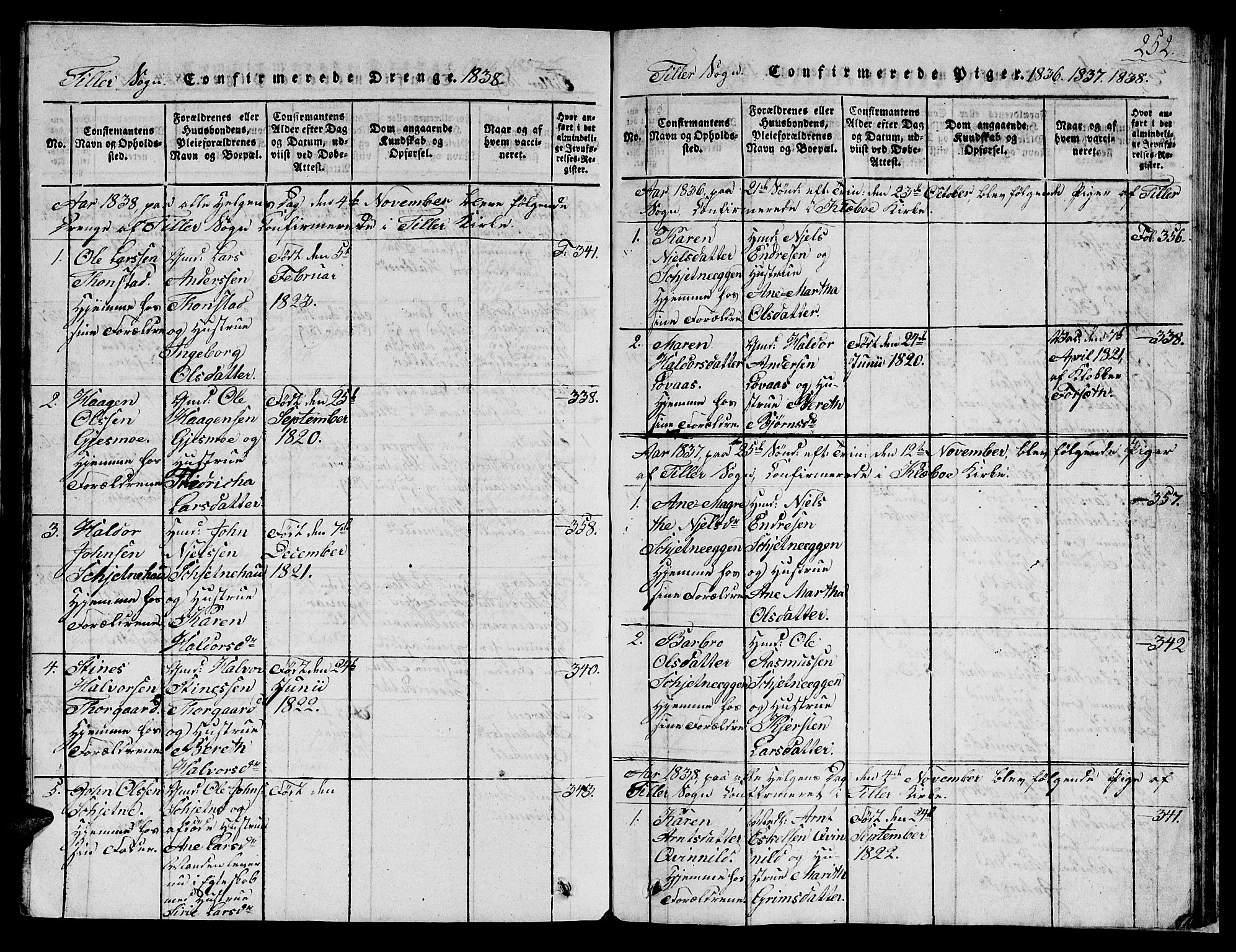 Ministerialprotokoller, klokkerbøker og fødselsregistre - Sør-Trøndelag, AV/SAT-A-1456/621/L0458: Klokkerbok nr. 621C01, 1816-1865, s. 252