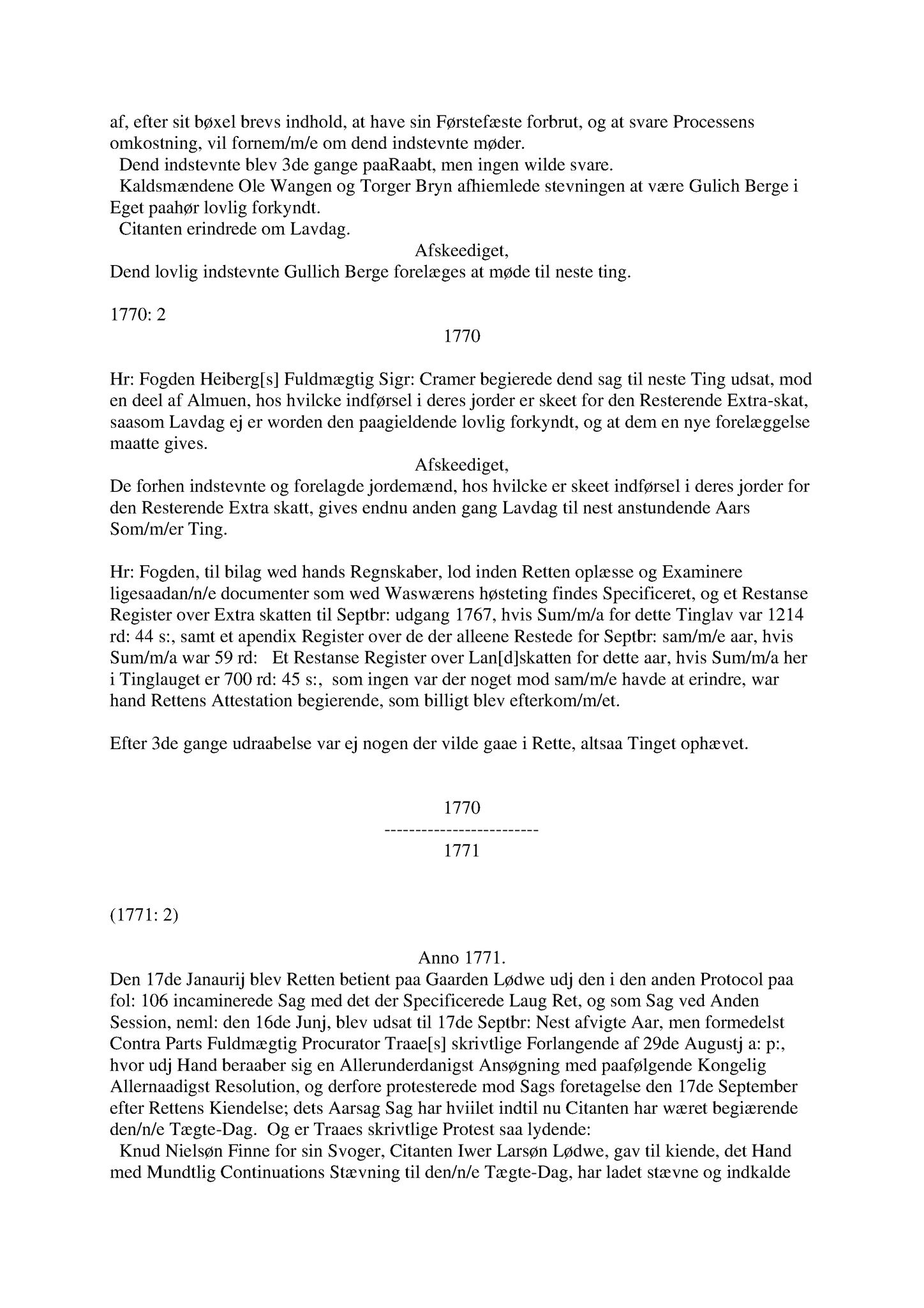 Samling av fulltekstavskrifter, SAB/FULLTEKST/A/12/0152: Hardanger og Voss sorenskriveri, tingbok nr. Ag 4 for Voss, 1770-1775