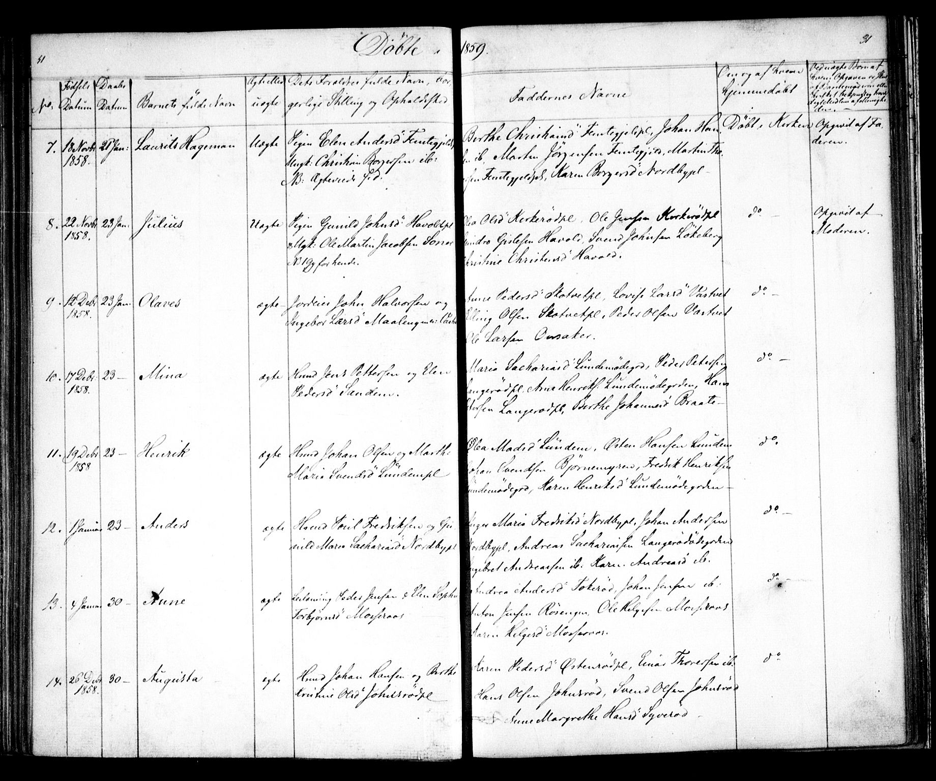 Våler prestekontor Kirkebøker, AV/SAO-A-11083/F/Fa/L0007: Ministerialbok nr. I 7, 1856-1861, s. 31