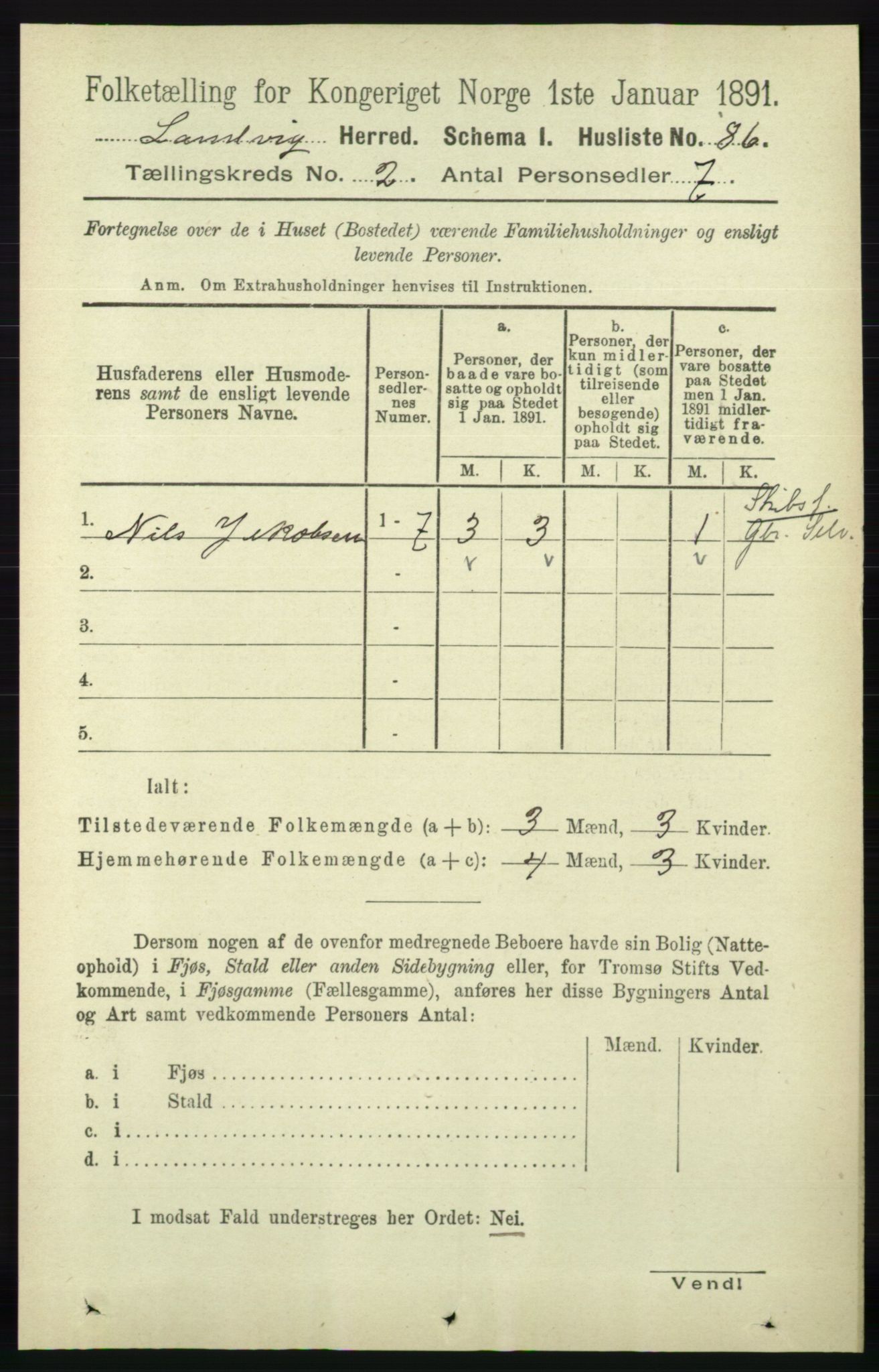 RA, Folketelling 1891 for 0924 Landvik herred, 1891, s. 329