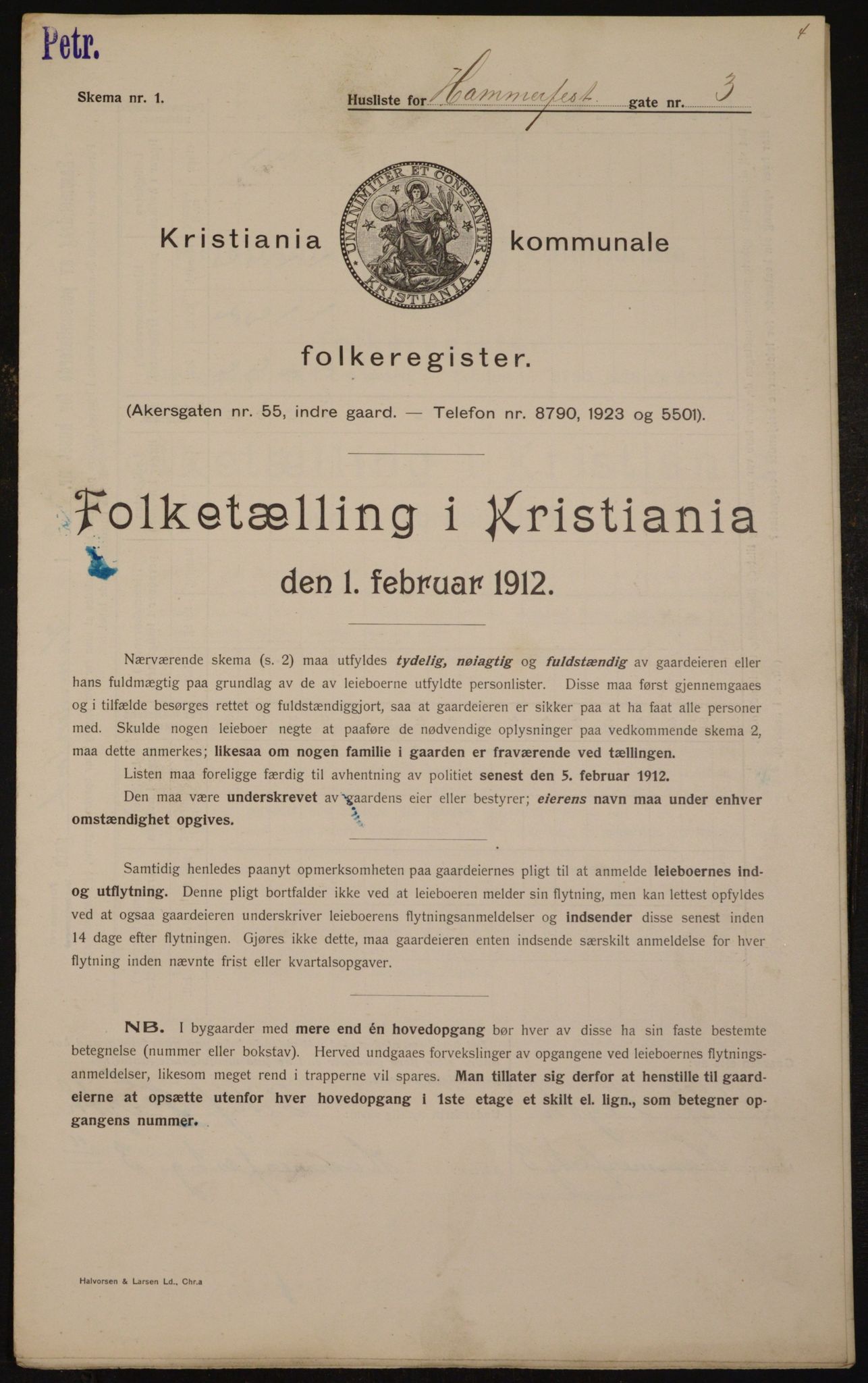 OBA, Kommunal folketelling 1.2.1912 for Kristiania, 1912, s. 34188