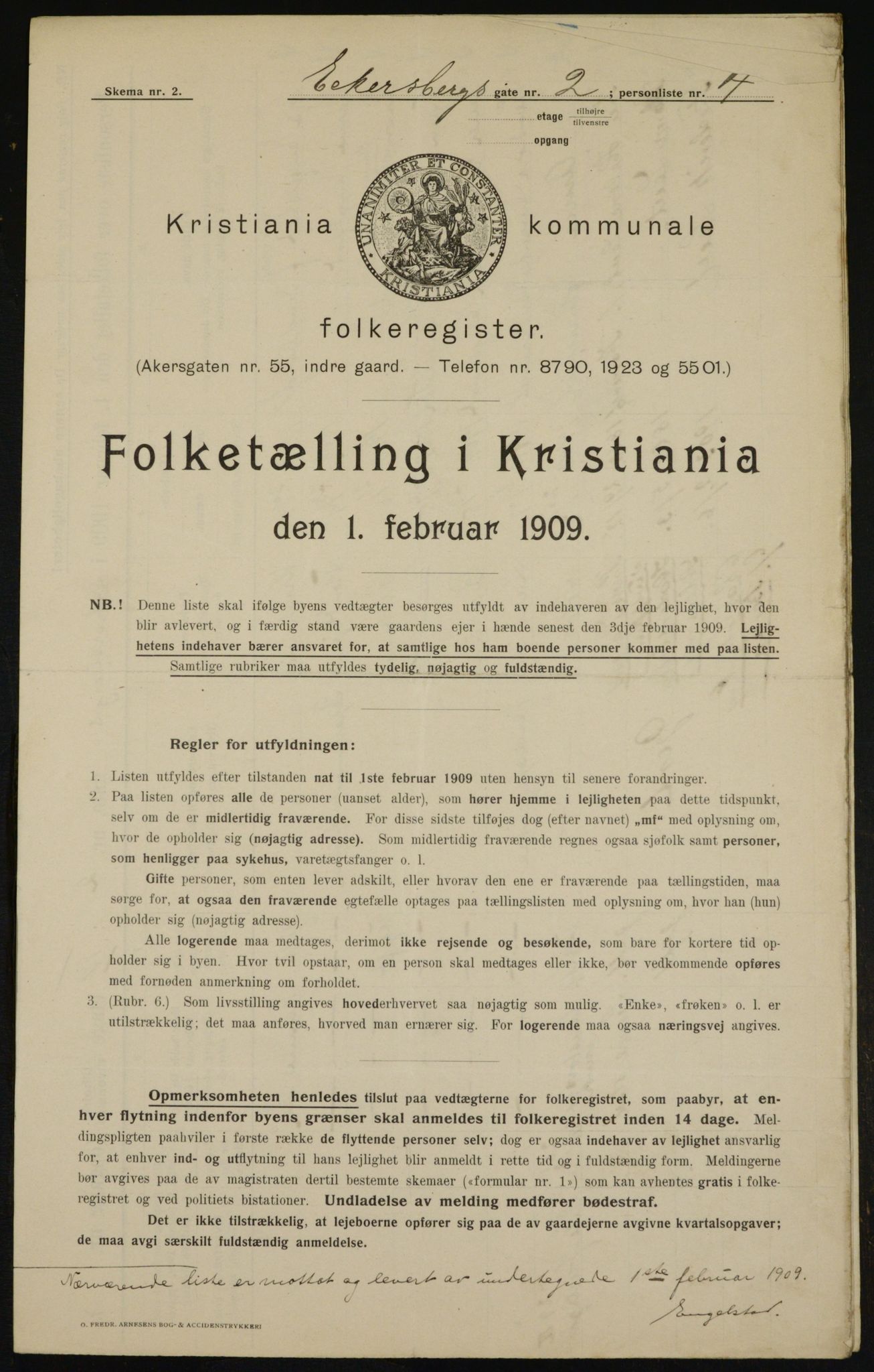 OBA, Kommunal folketelling 1.2.1909 for Kristiania kjøpstad, 1909, s. 16602