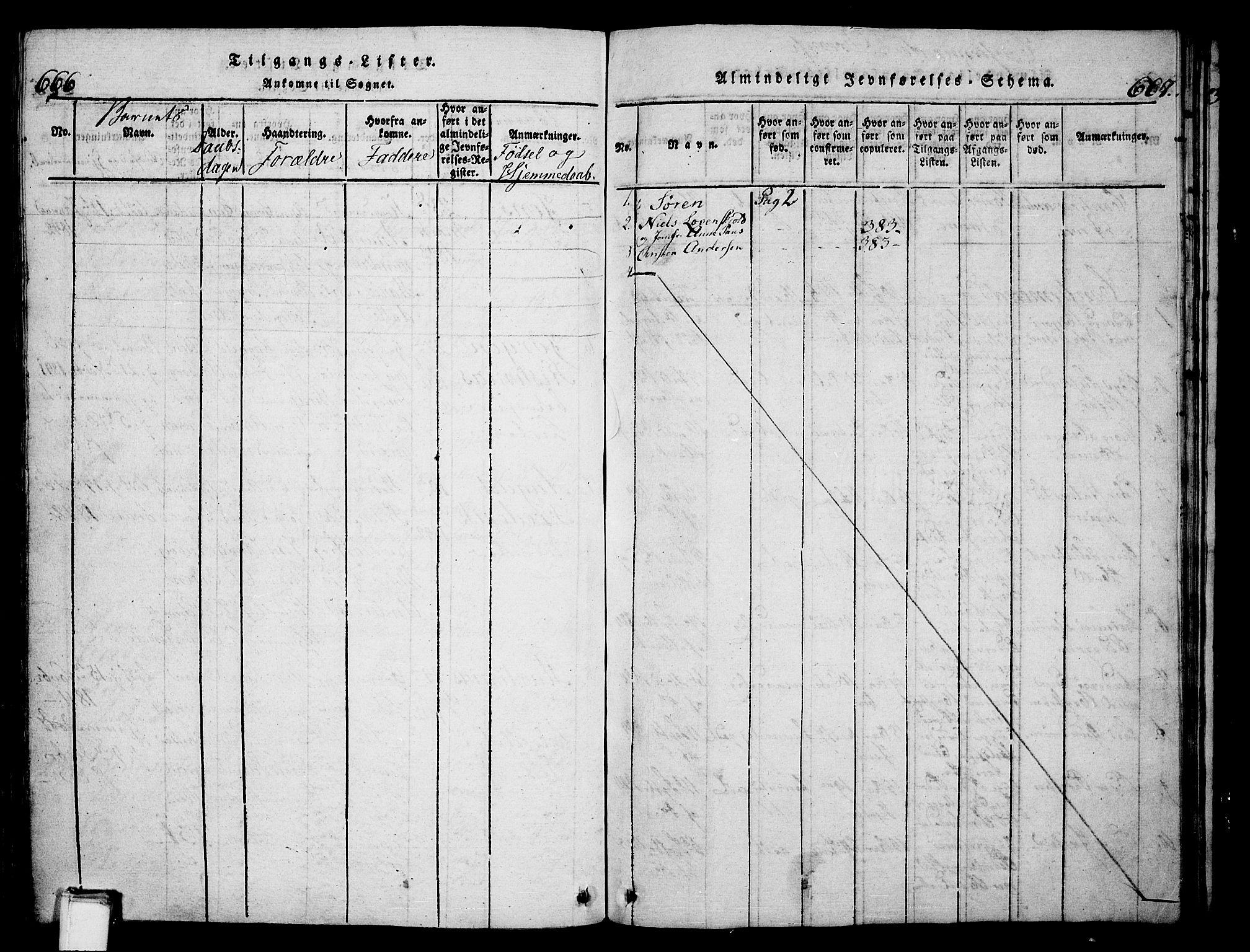 Skien kirkebøker, SAKO/A-302/G/Ga/L0002: Klokkerbok nr. 2, 1814-1842, s. 666-667