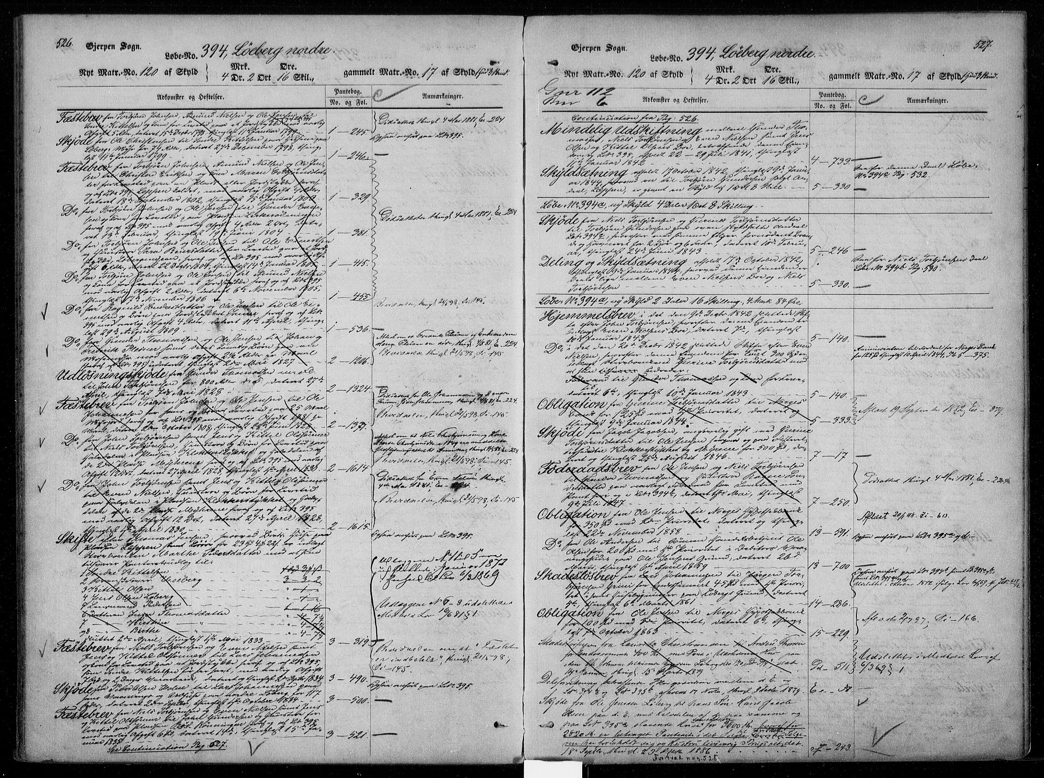 Gjerpen sorenskriveri, AV/SAKO-A-216/G/Gb/Gba/L0004: Panteregister nr. I 4, s. 526-527