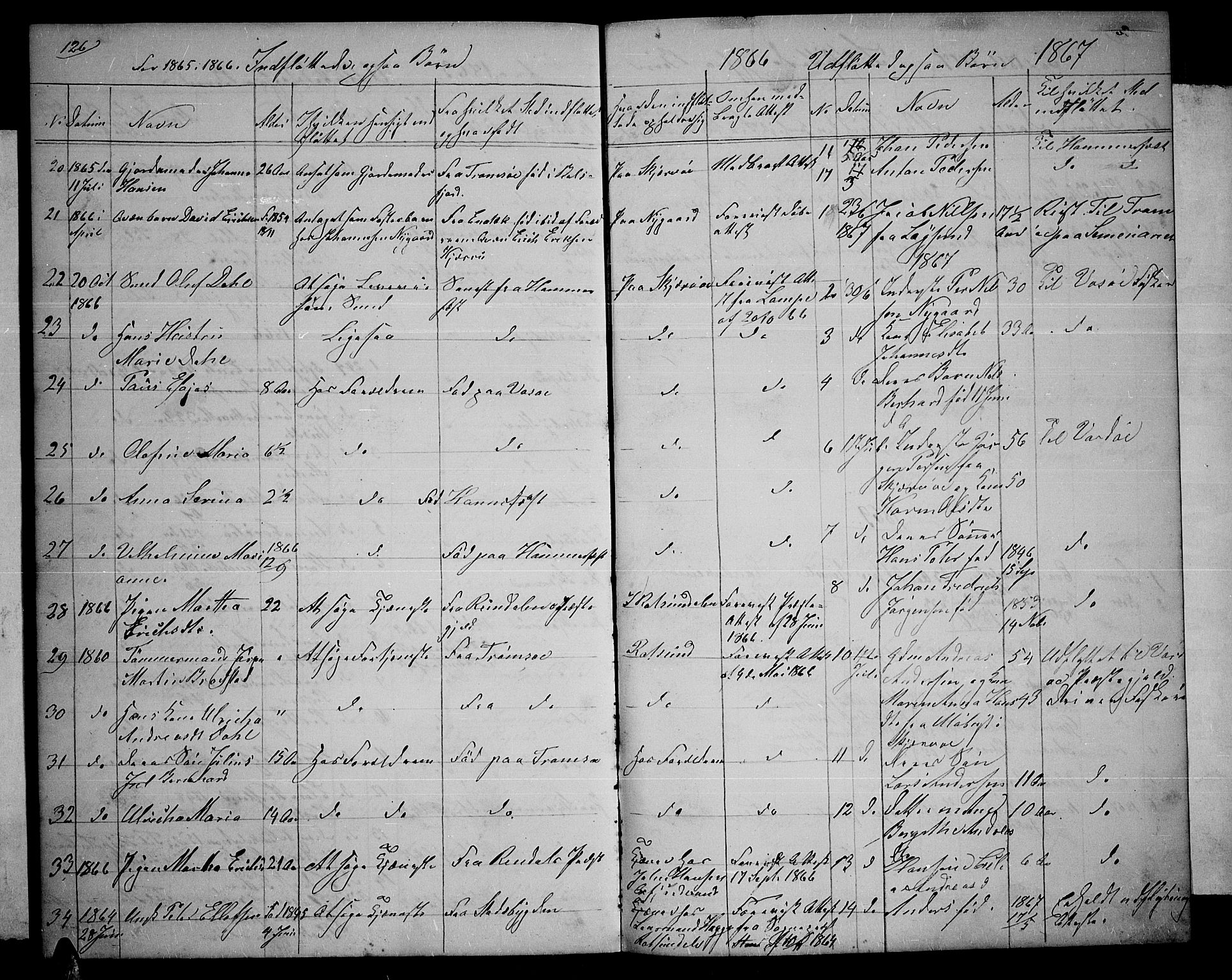 Skjervøy sokneprestkontor, AV/SATØ-S-1300/H/Ha/Hab/L0004klokker: Klokkerbok nr. 4, 1862-1870, s. 126