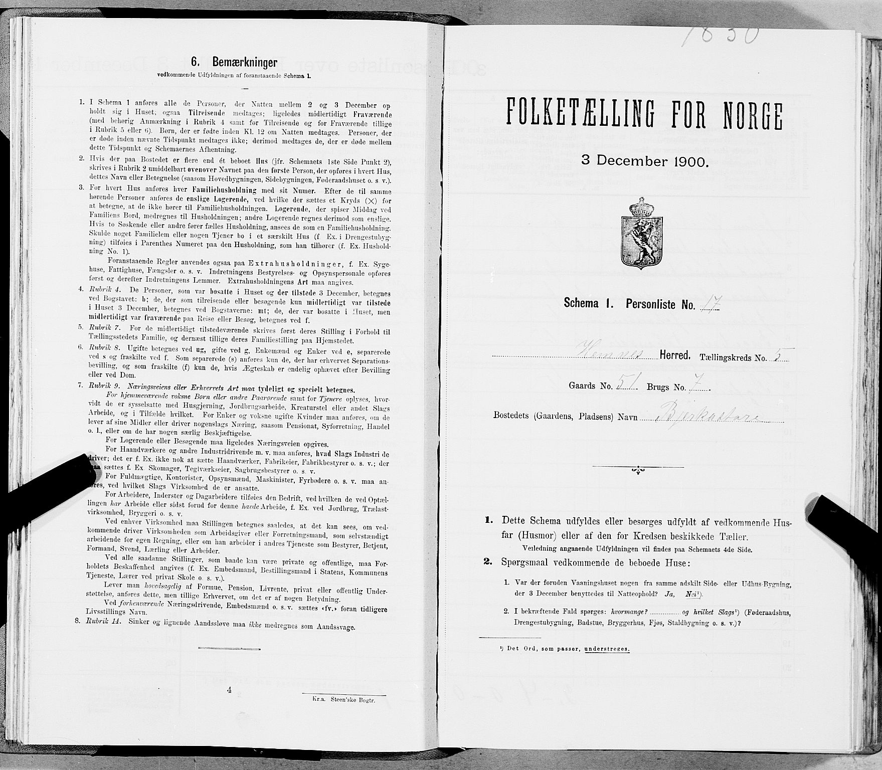SAT, Folketelling 1900 for 1832 Hemnes herred, 1900, s. 500