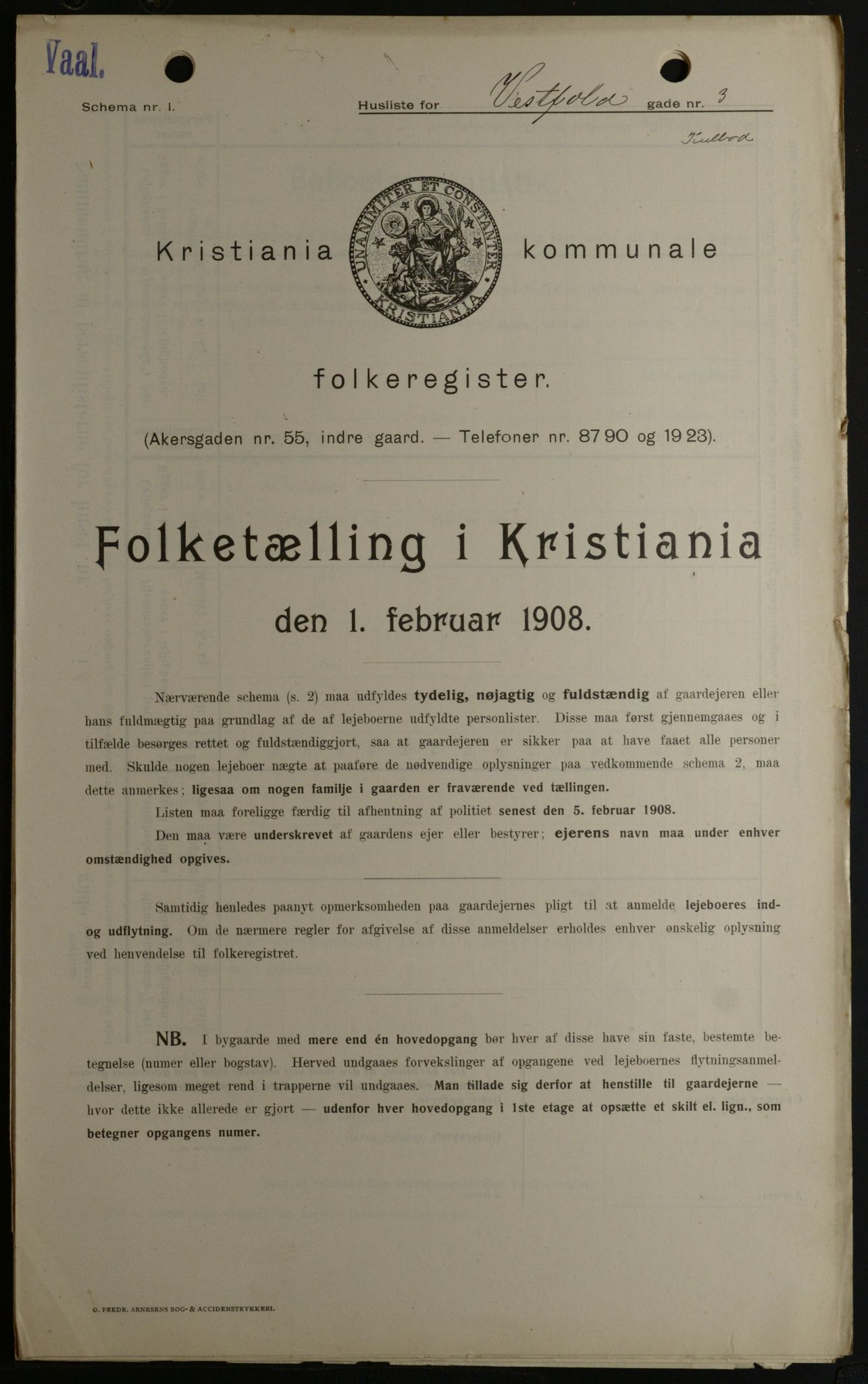 OBA, Kommunal folketelling 1.2.1908 for Kristiania kjøpstad, 1908, s. 109931