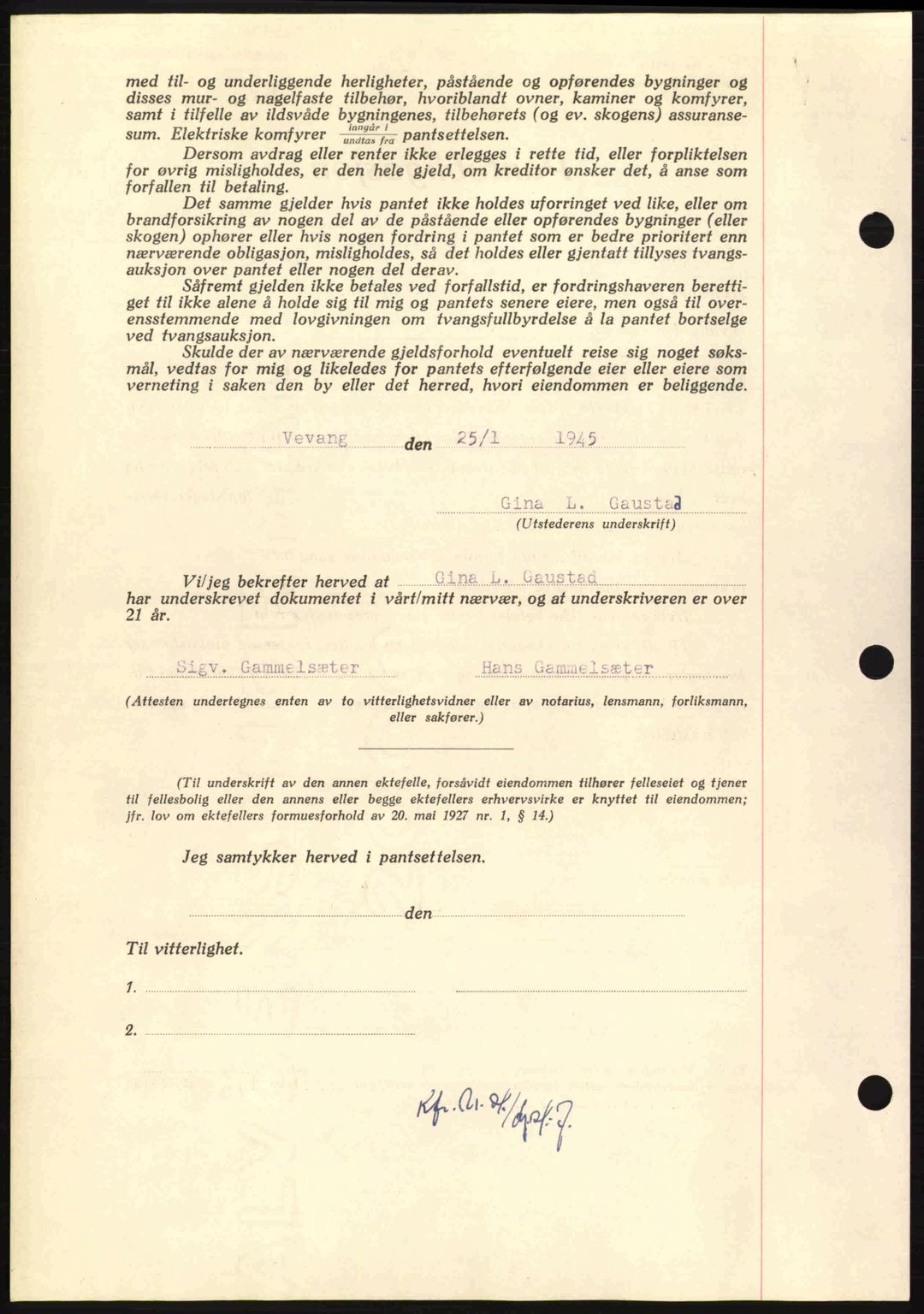 Nordmøre sorenskriveri, AV/SAT-A-4132/1/2/2Ca: Pantebok nr. B92, 1944-1945, Dagboknr: 802/1945