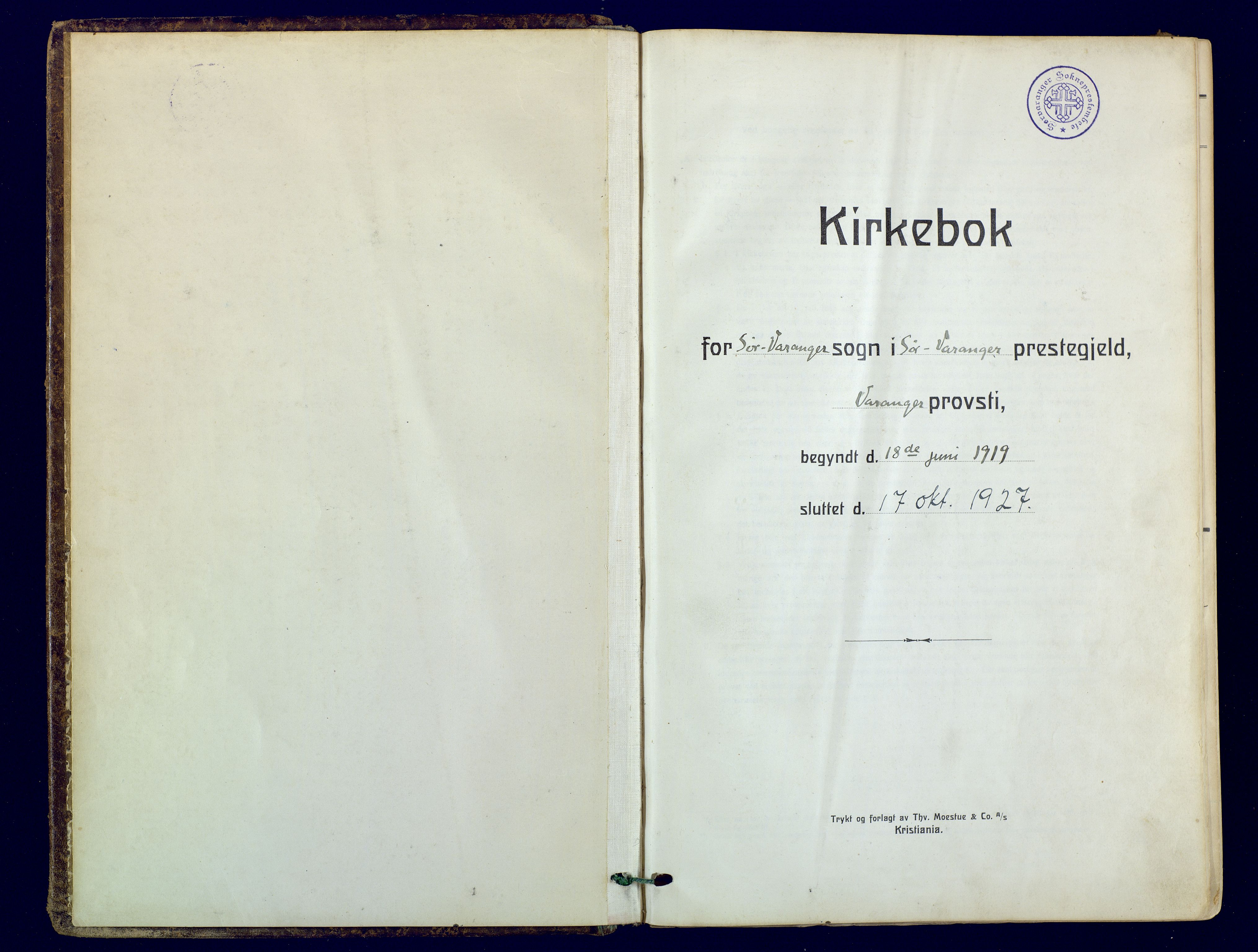 Sør-Varanger sokneprestkontor, SATØ/S-1331/H/Ha/L0006kirke: Ministerialbok nr. 6, 1919-1927