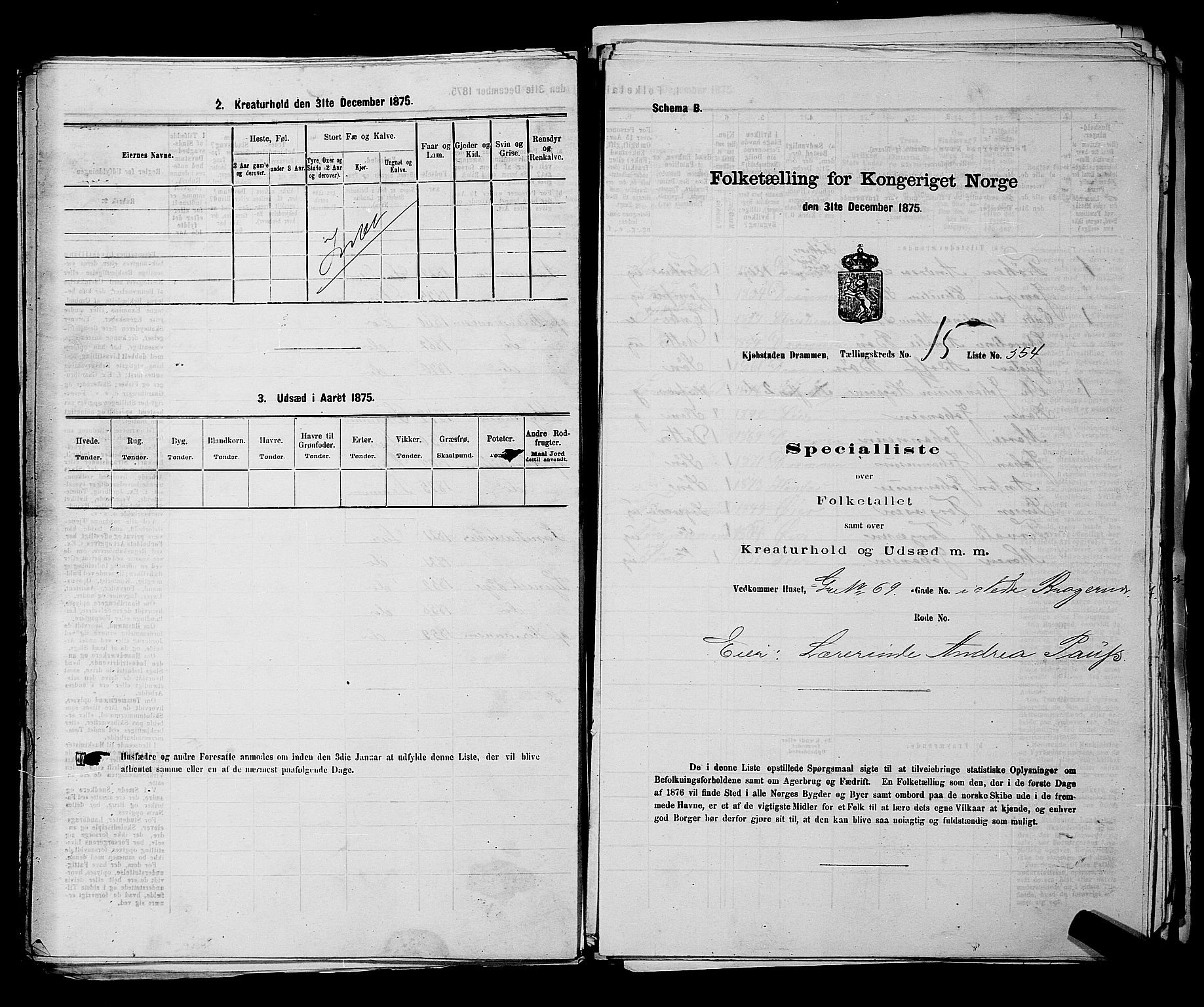 SAKO, Folketelling 1875 for 0602 Drammen kjøpstad, 1875, s. 1667