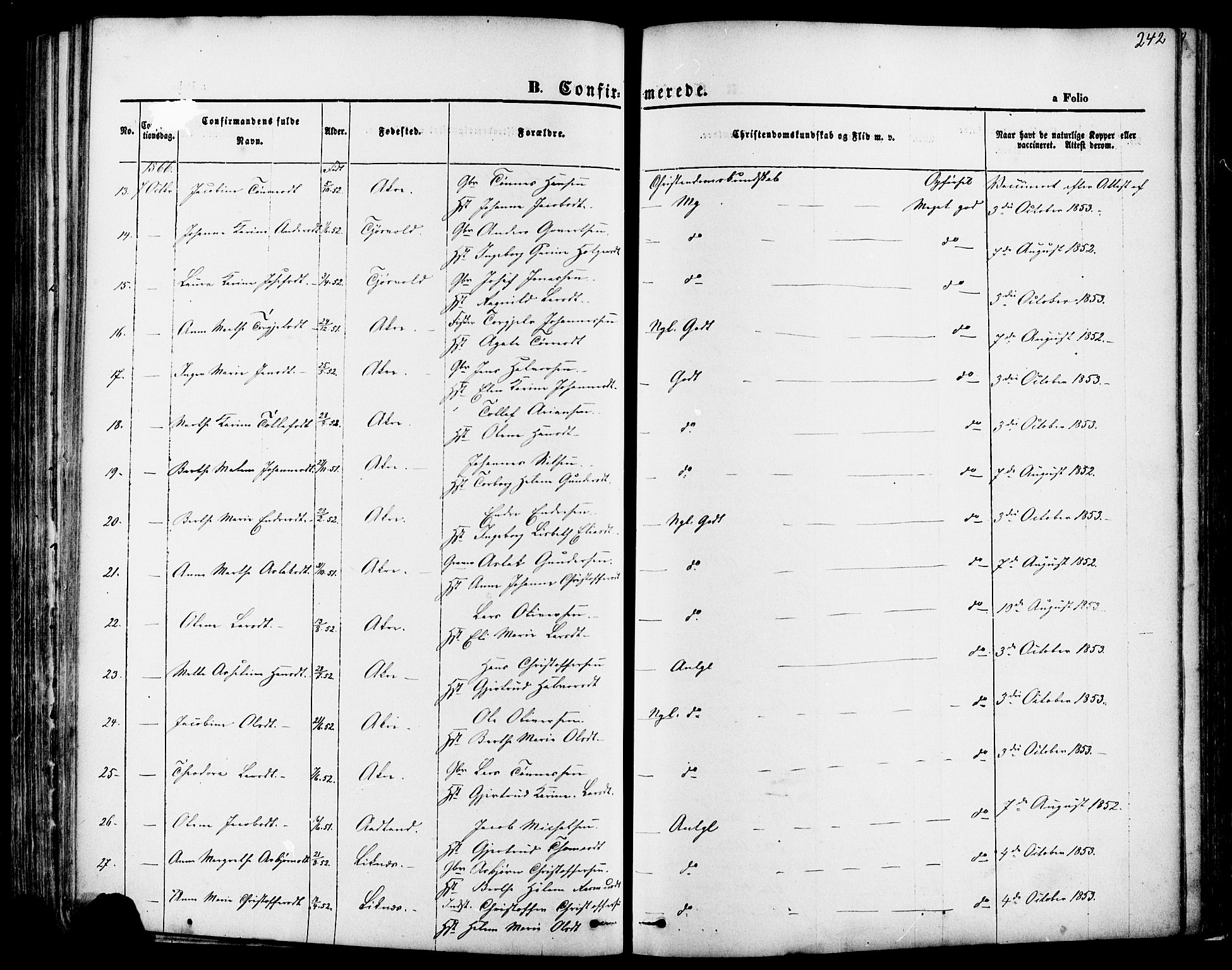Skudenes sokneprestkontor, AV/SAST-A -101849/H/Ha/Haa/L0006: Ministerialbok nr. A 4, 1864-1881, s. 242