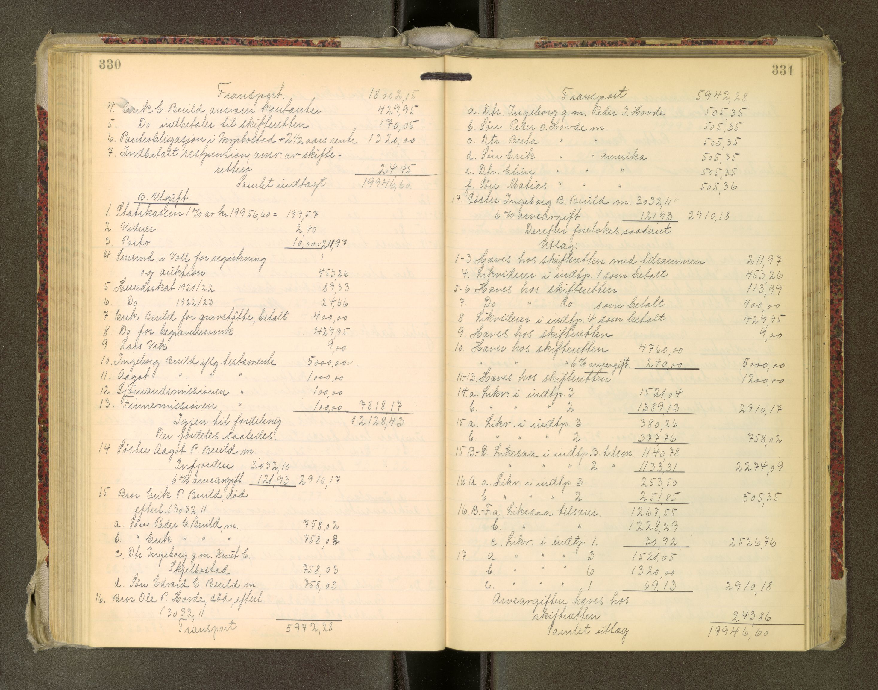 Romsdal sorenskriveri, AV/SAT-A-4149/1/3/3A/L0022: Skifteutlodnings Protokoll, 1920-1924, s. 330-331