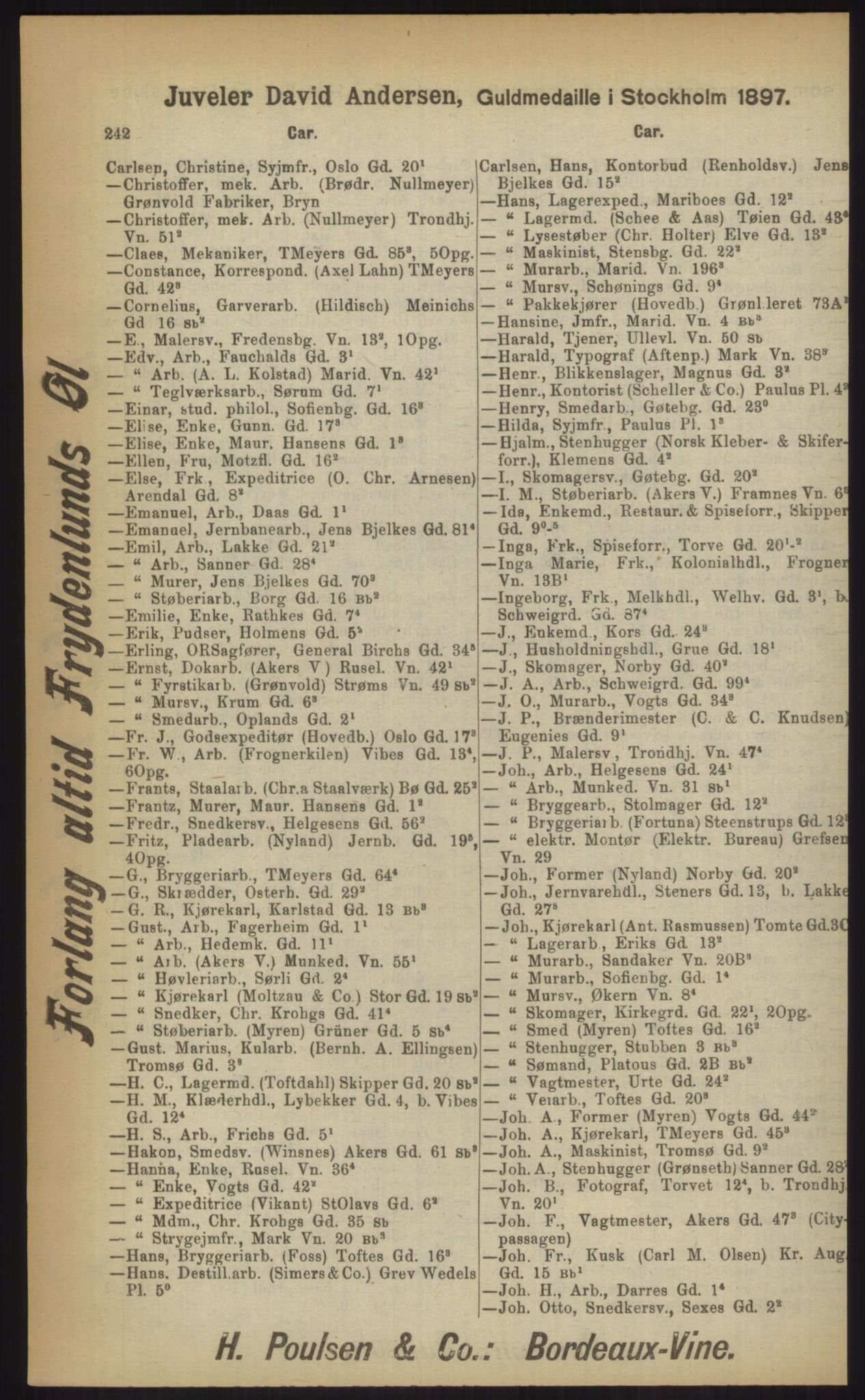 Kristiania/Oslo adressebok, PUBL/-, 1903, s. 242
