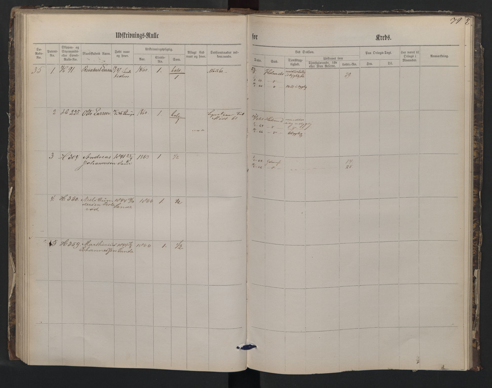 Holmestrand innrulleringskontor, SAKO/A-1151/G/Gb/L0001: Utskrivningsrulle, 1860, s. 79