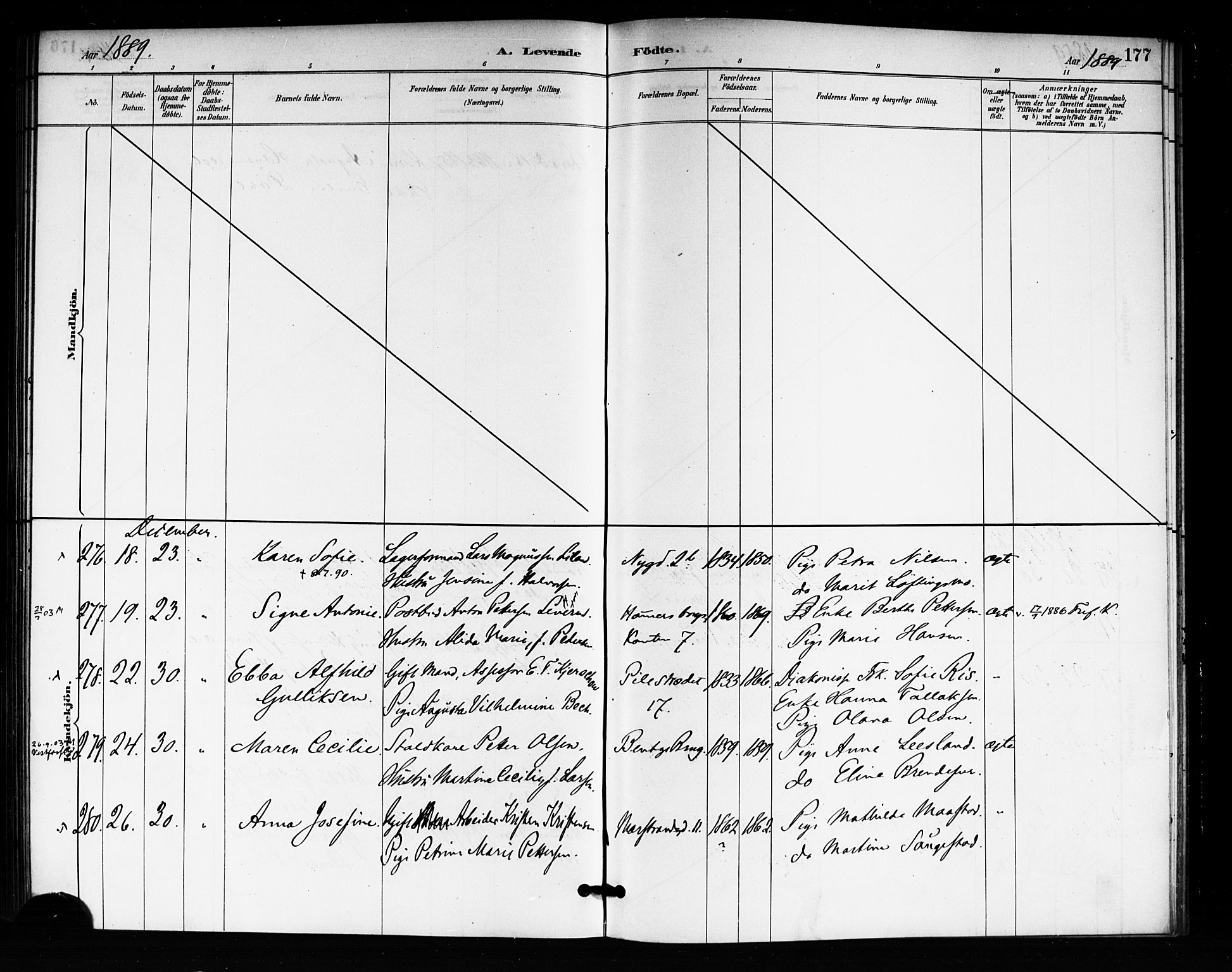 Rikshospitalet prestekontor Kirkebøker, AV/SAO-A-10309b/F/L0007: Ministerialbok nr. 7, 1885-1890, s. 177