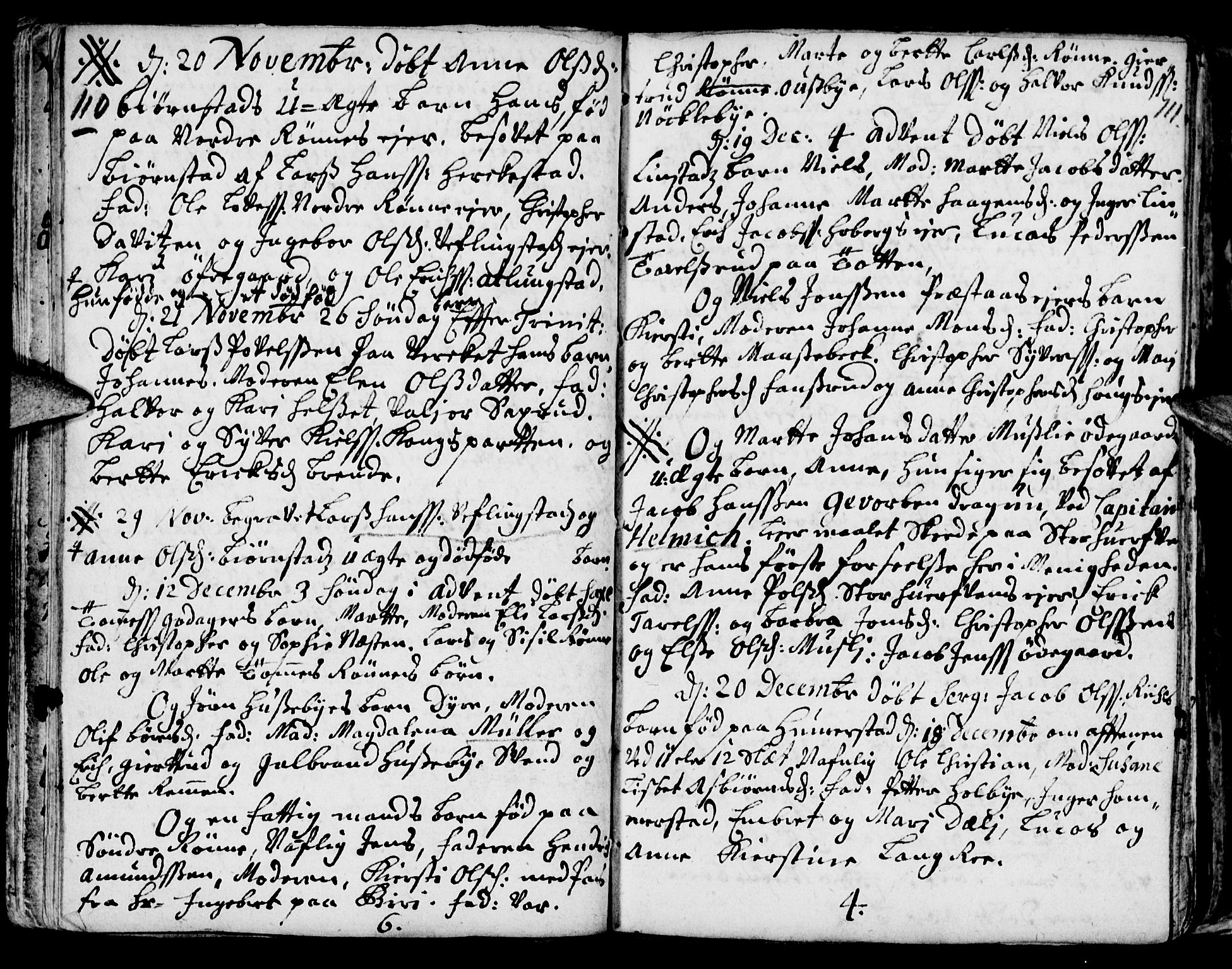 Stange prestekontor, AV/SAH-PREST-002/K/L0002: Ministerialbok nr. 2, 1724-1740, s. 110-111