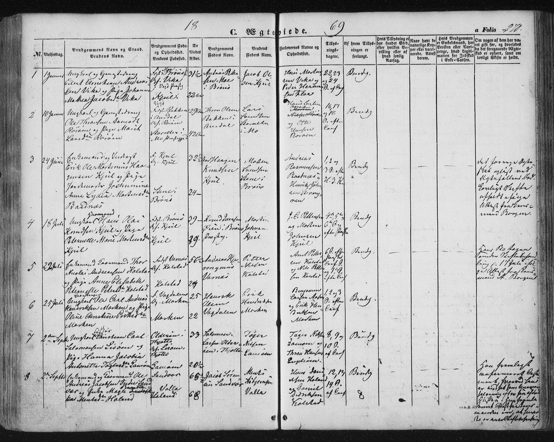 Ministerialprotokoller, klokkerbøker og fødselsregistre - Nordland, AV/SAT-A-1459/816/L0240: Ministerialbok nr. 816A06, 1846-1870, s. 270