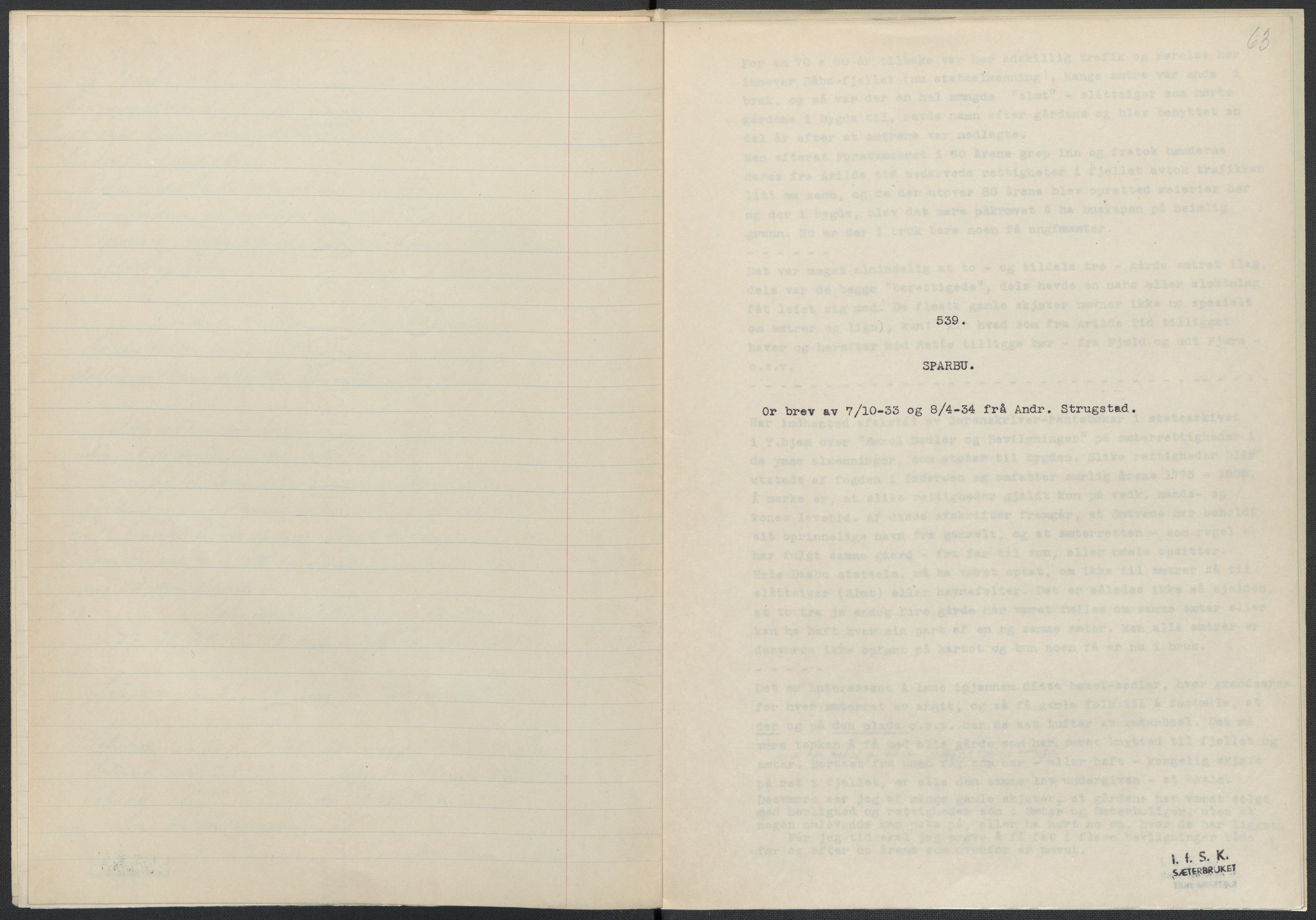 Instituttet for sammenlignende kulturforskning, AV/RA-PA-0424/F/Fc/L0015/0002: Eske B15: / Nord-Trøndelag (perm XLIII), 1933-1938, s. 63