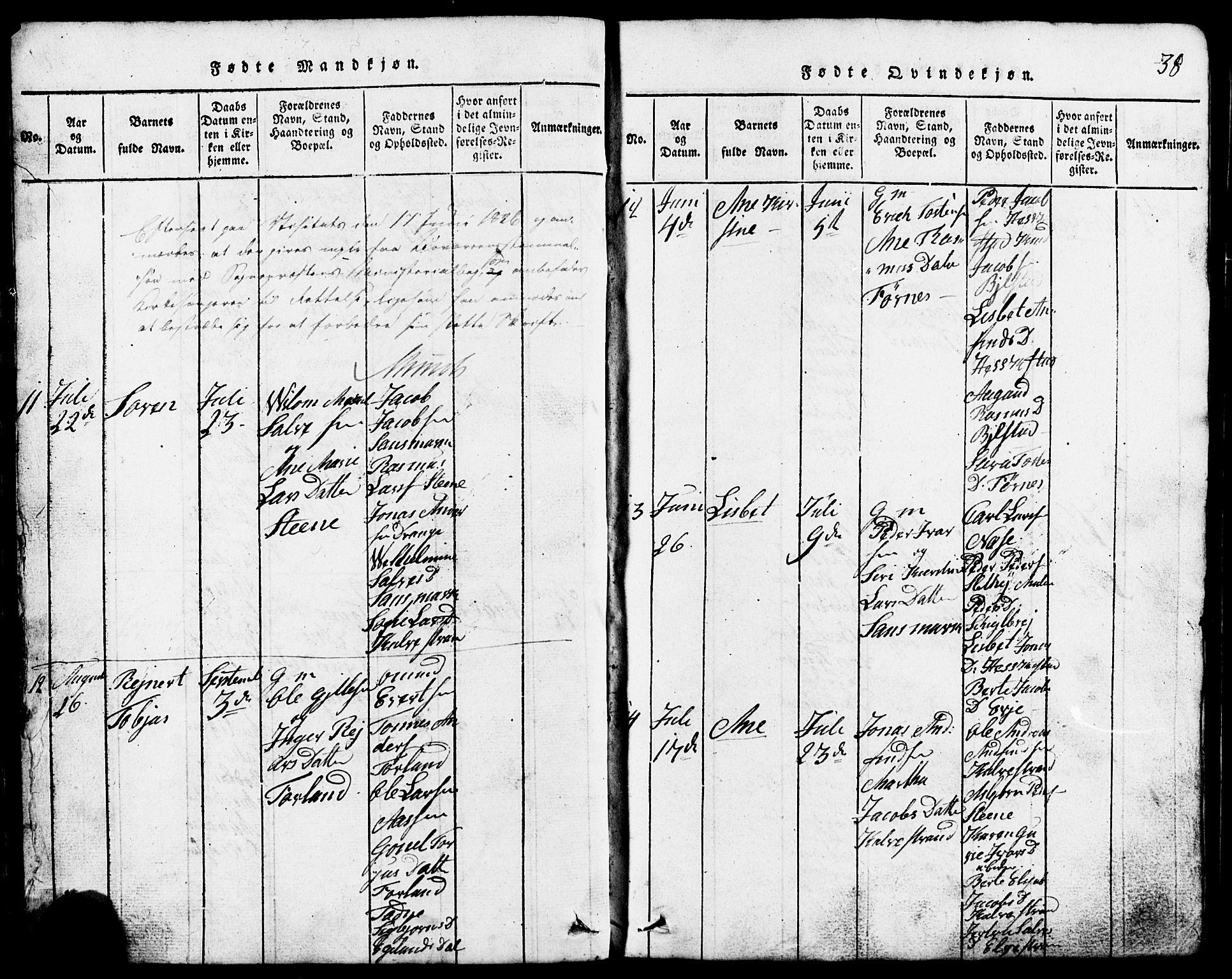 Lund sokneprestkontor, AV/SAST-A-101809/S07/L0001: Klokkerbok nr. B 1, 1815-1853, s. 38