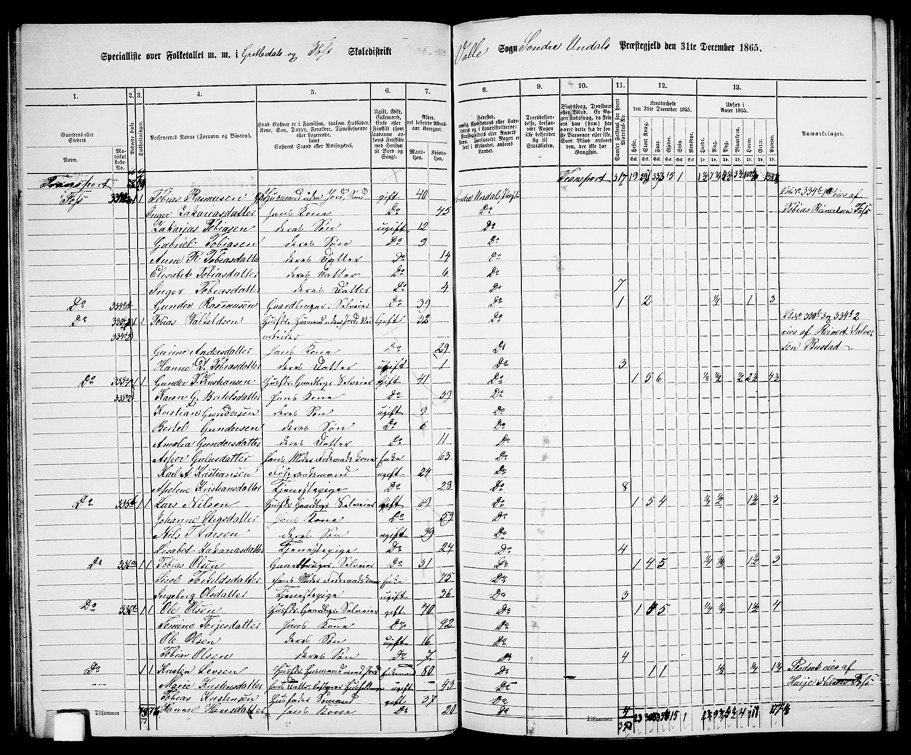 RA, Folketelling 1865 for 1029P Sør-Audnedal prestegjeld, 1865, s. 40