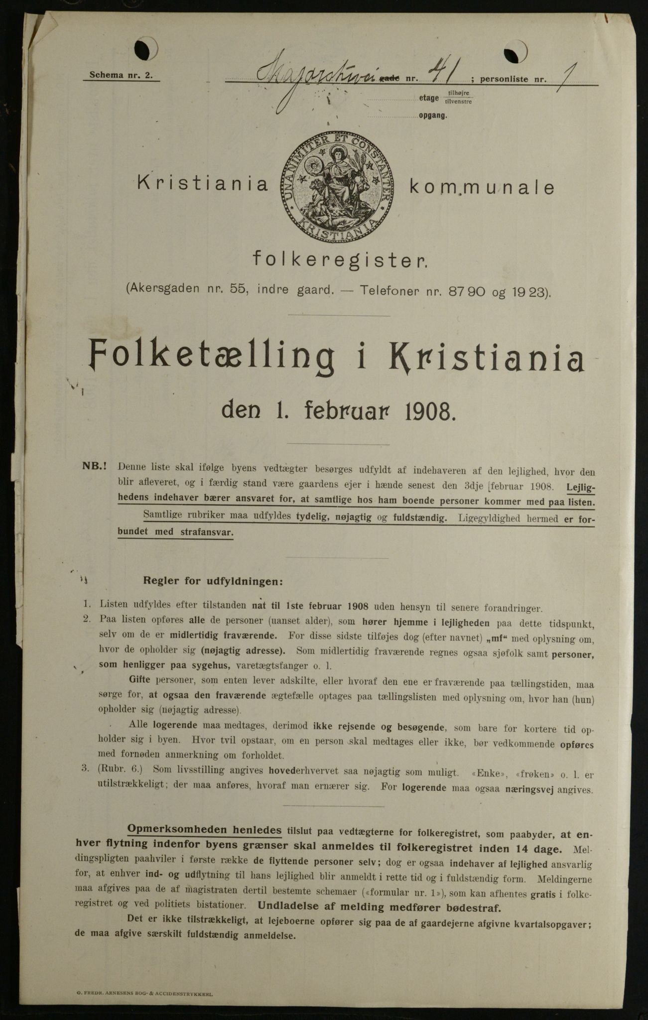 OBA, Kommunal folketelling 1.2.1908 for Kristiania kjøpstad, 1908, s. 53752