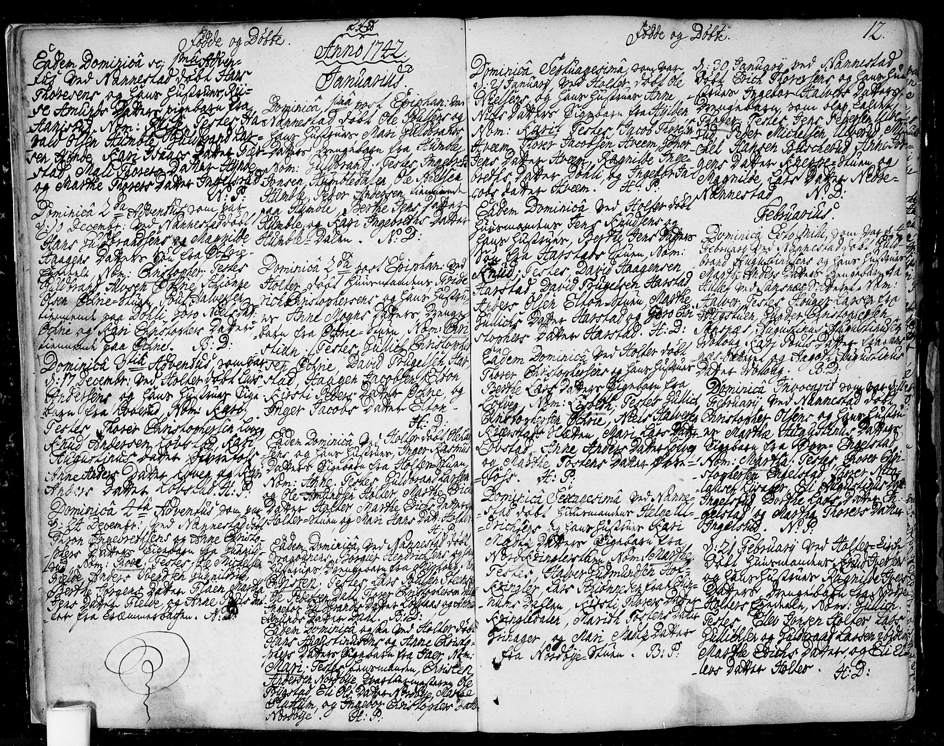 Nannestad prestekontor Kirkebøker, SAO/A-10414a/F/Fa/L0006: Ministerialbok nr. I 6, 1739-1754, s. 12